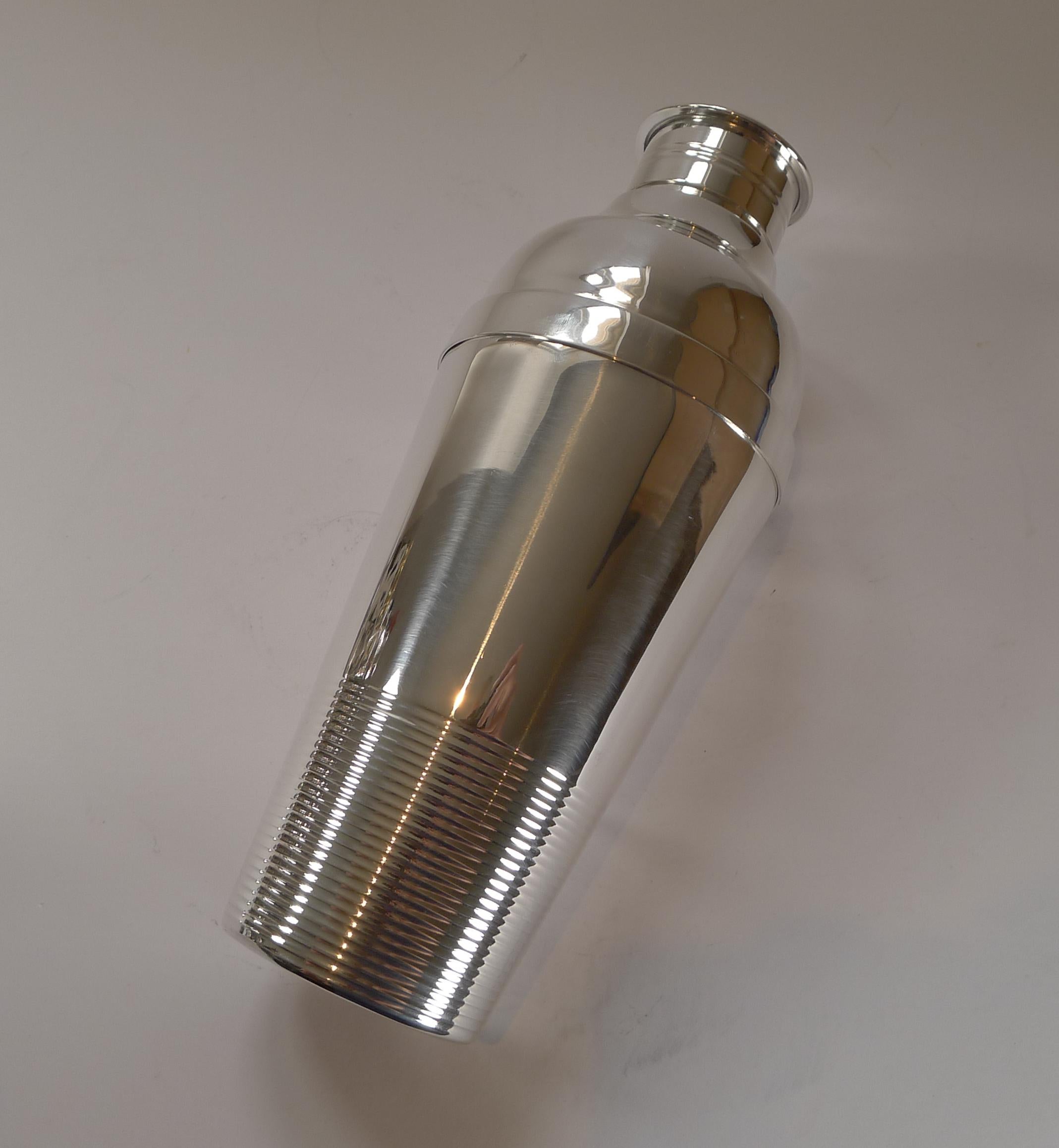 Art Deco Luc Lanel for Christofle, Ondulations Cocktail Shaker, c.1935