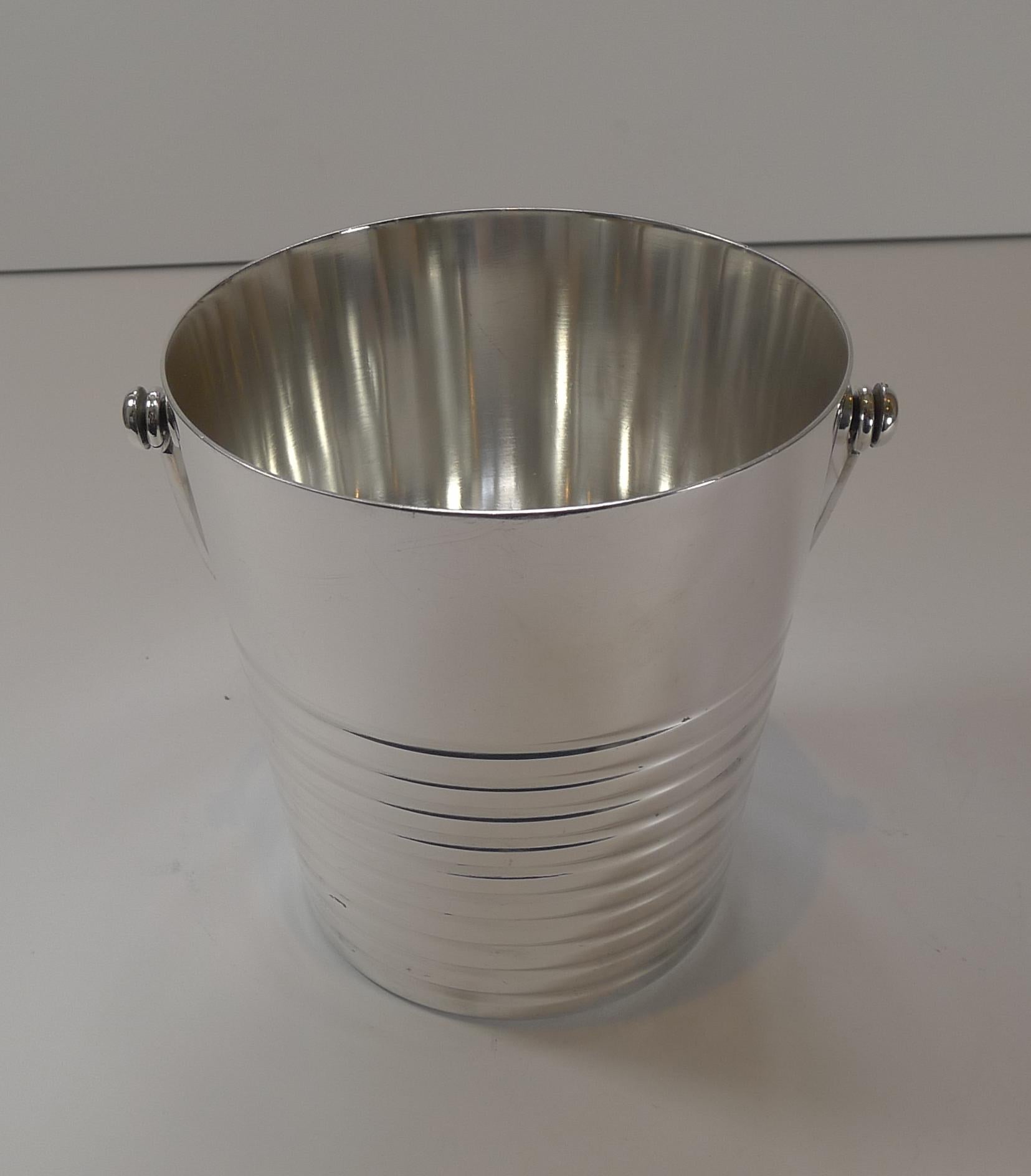 Luc Lanel for Christofle, Ondulations Ice Bucket / Pail, circa 1930s In Good Condition In Bath, GB