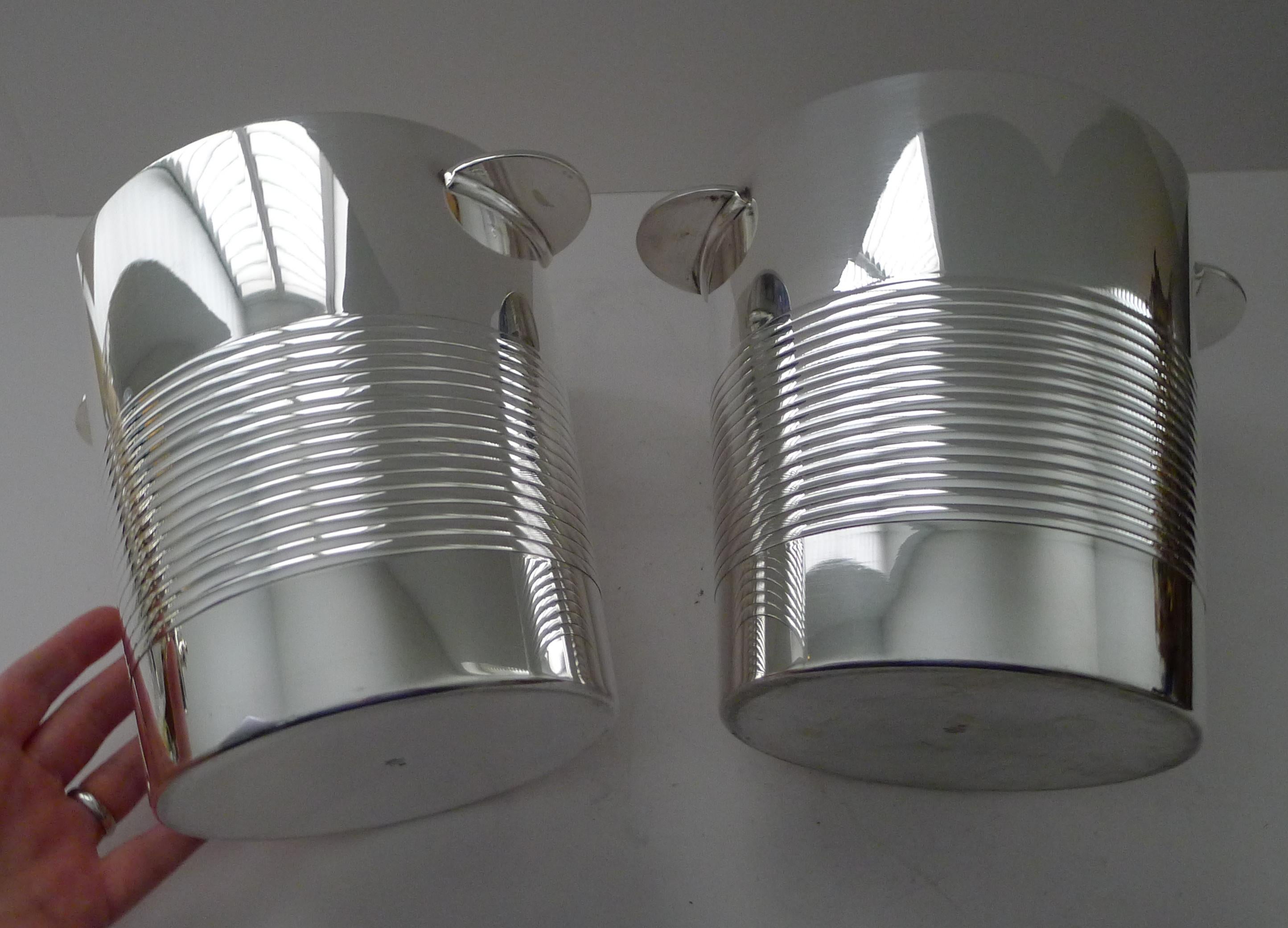 Luc Lanel for Christofle - Pair Champagne Buckets / Wine Coolers - Vulcan c.1940 In Good Condition For Sale In Bath, GB