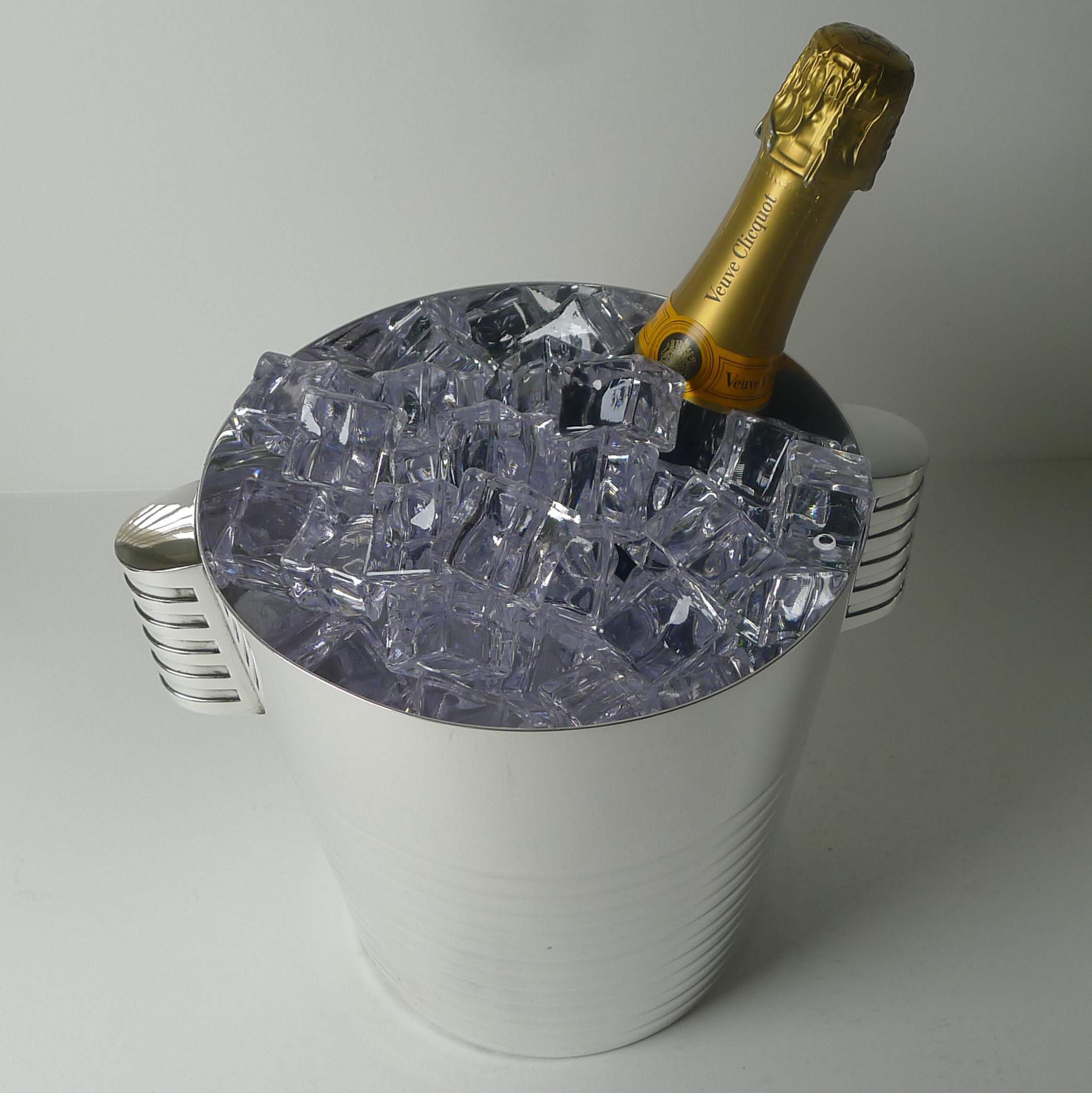 Paire de rafraîchisseurs à vin et champagne de Luc Lanel pour Christofle, Ondulations vers 1932 5