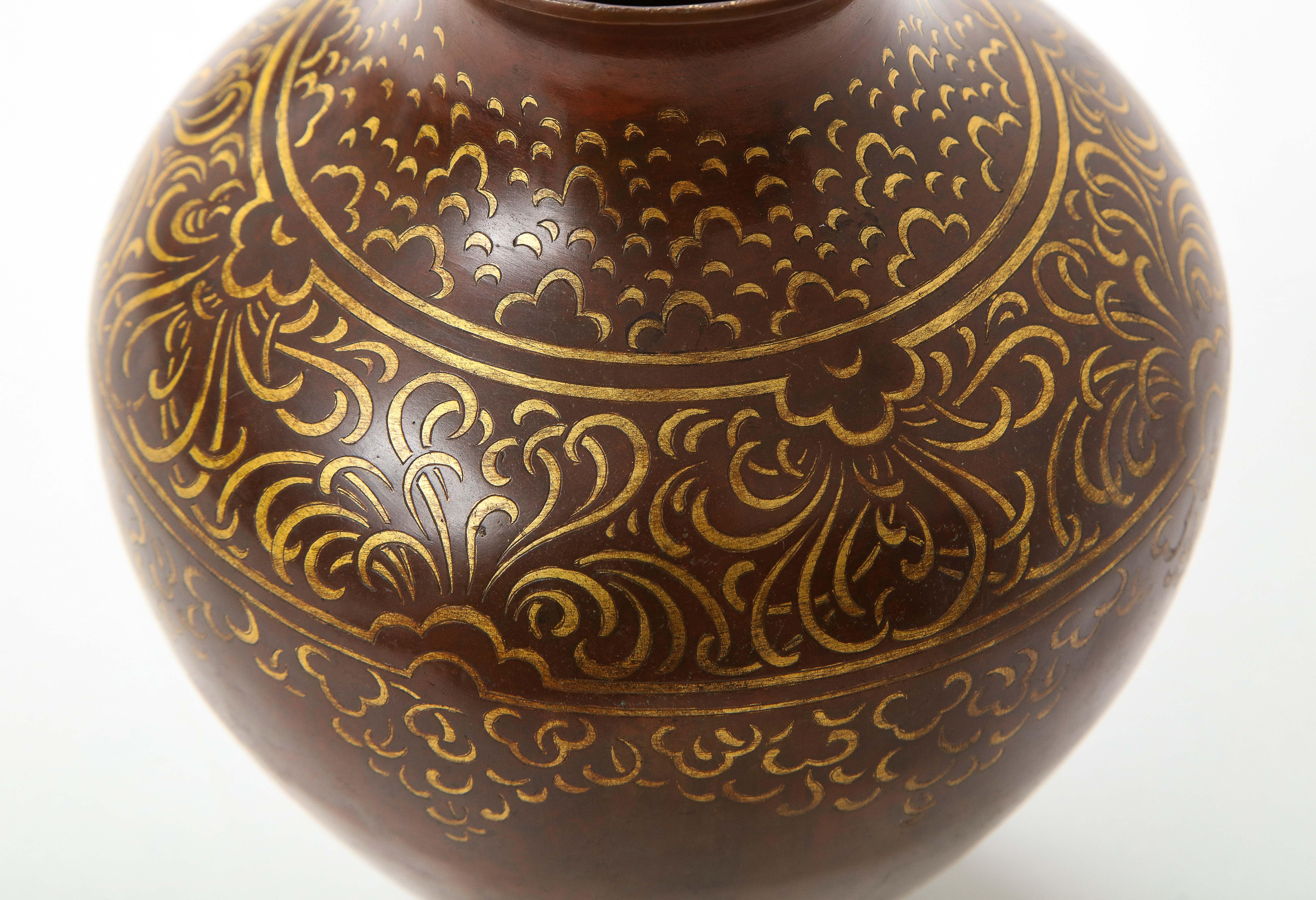 Luc Lanel for Christofle Rare Art Deco Dinanderie Vase in Bronze, France, 1920s For Sale 2