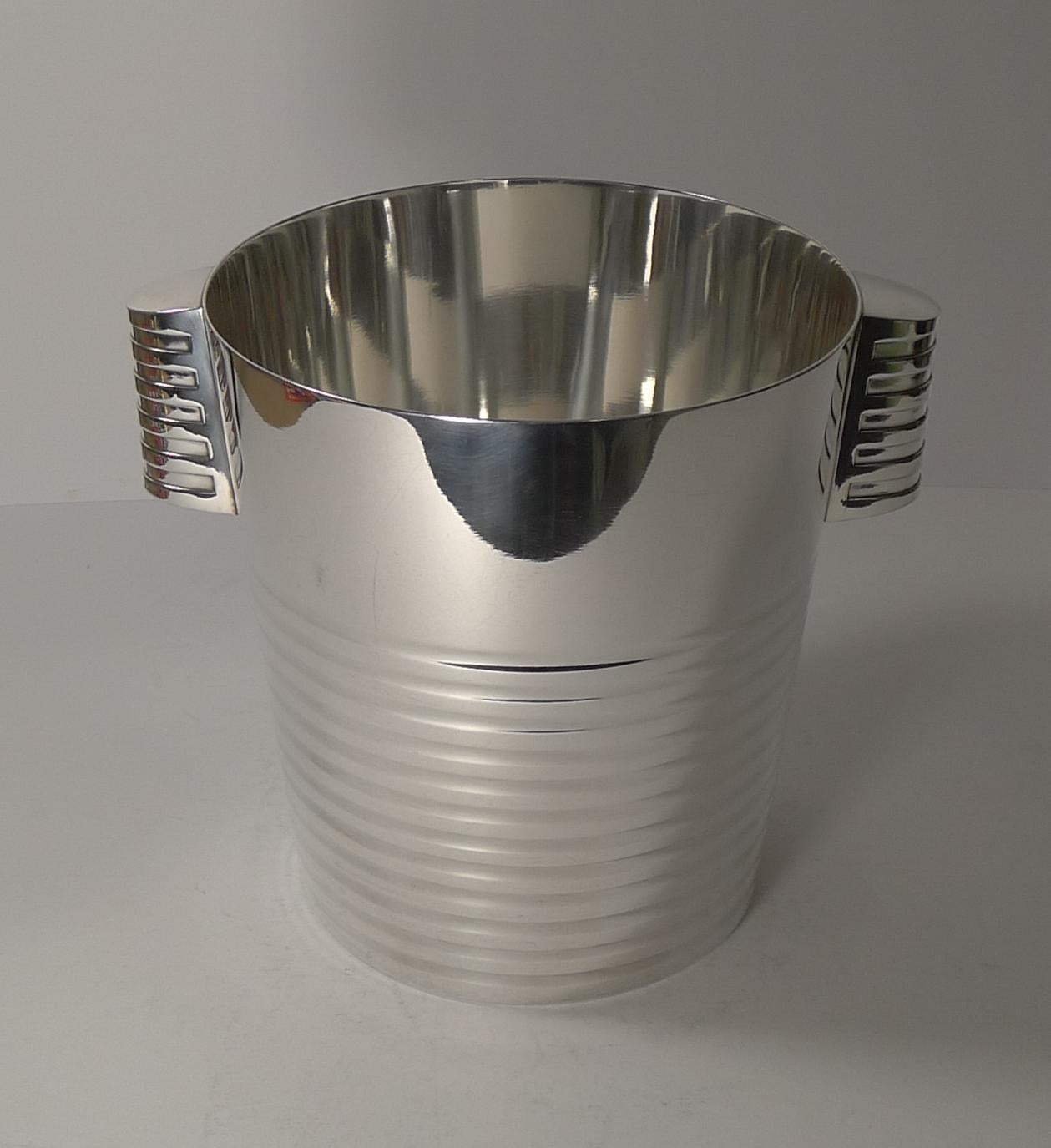 Mid-20th Century Luc Lanel for Christofle Wine or Champagne Cooler, Ondulations, circa 1932