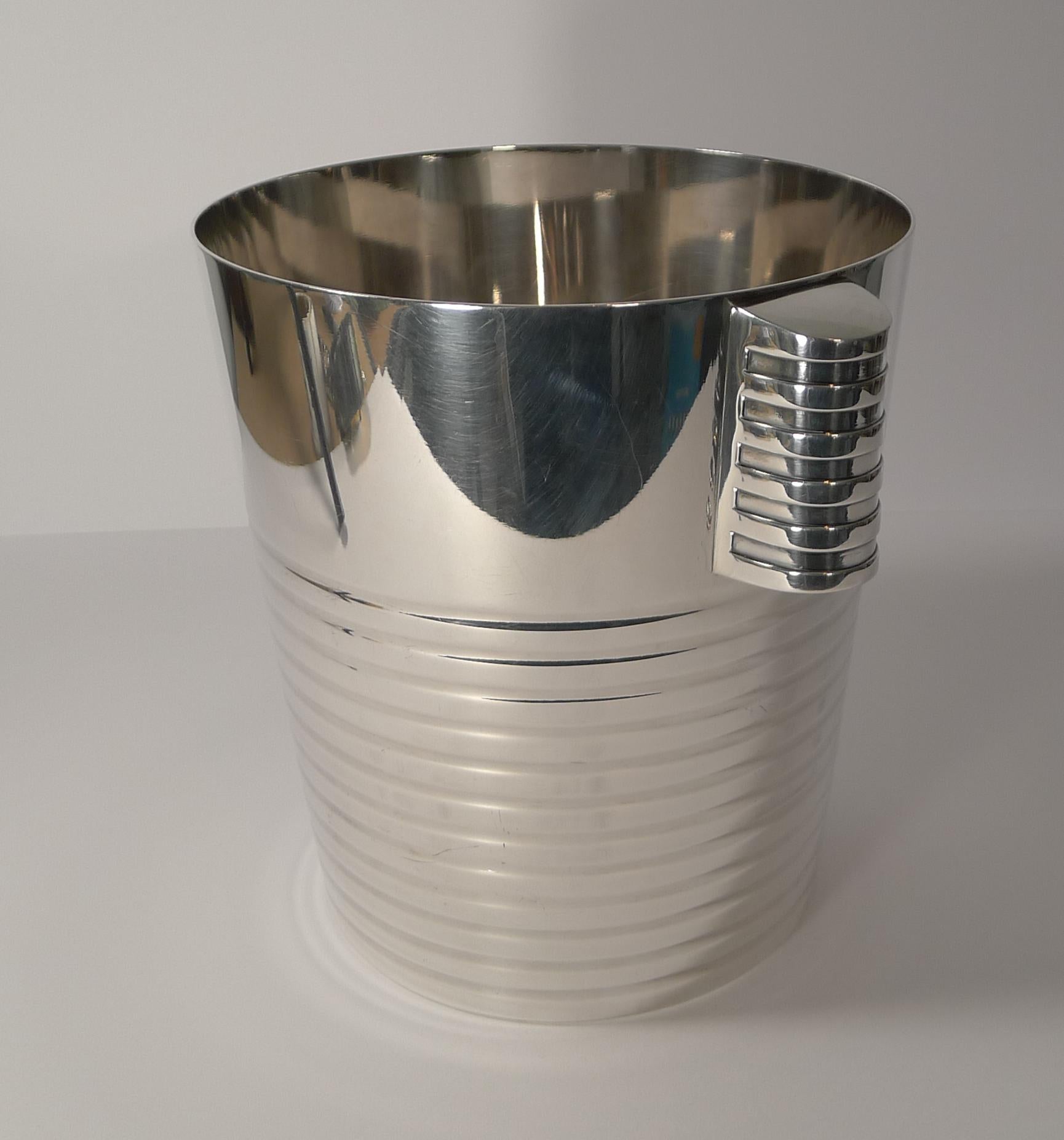 Mid-20th Century Luc Lanel for Christofle Wine / Champagne Cooler, Ondulations, circa 1932