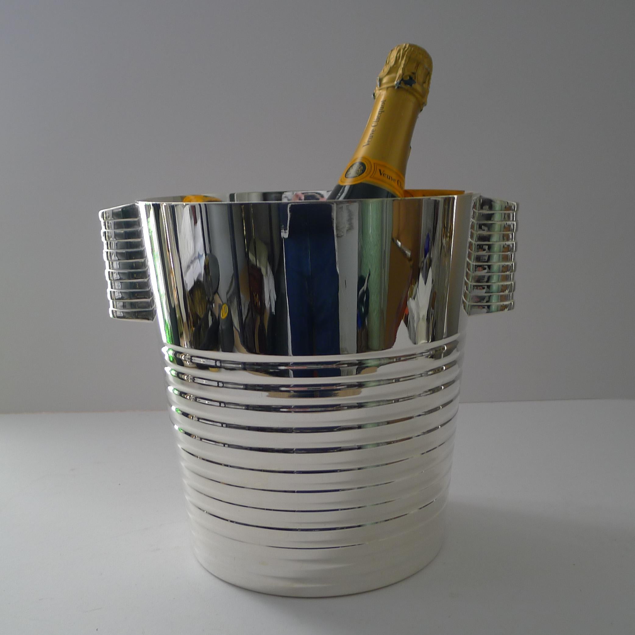 Silver Plate Luc Lanel for Christofle Wine / Champagne Cooler - Ondulations c.1932