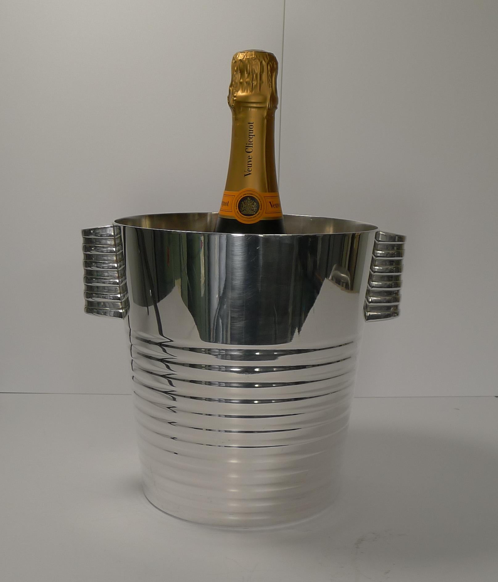 Luc Lanel for Christofle Wine or Champagne Cooler, Ondulations, circa 1935 3