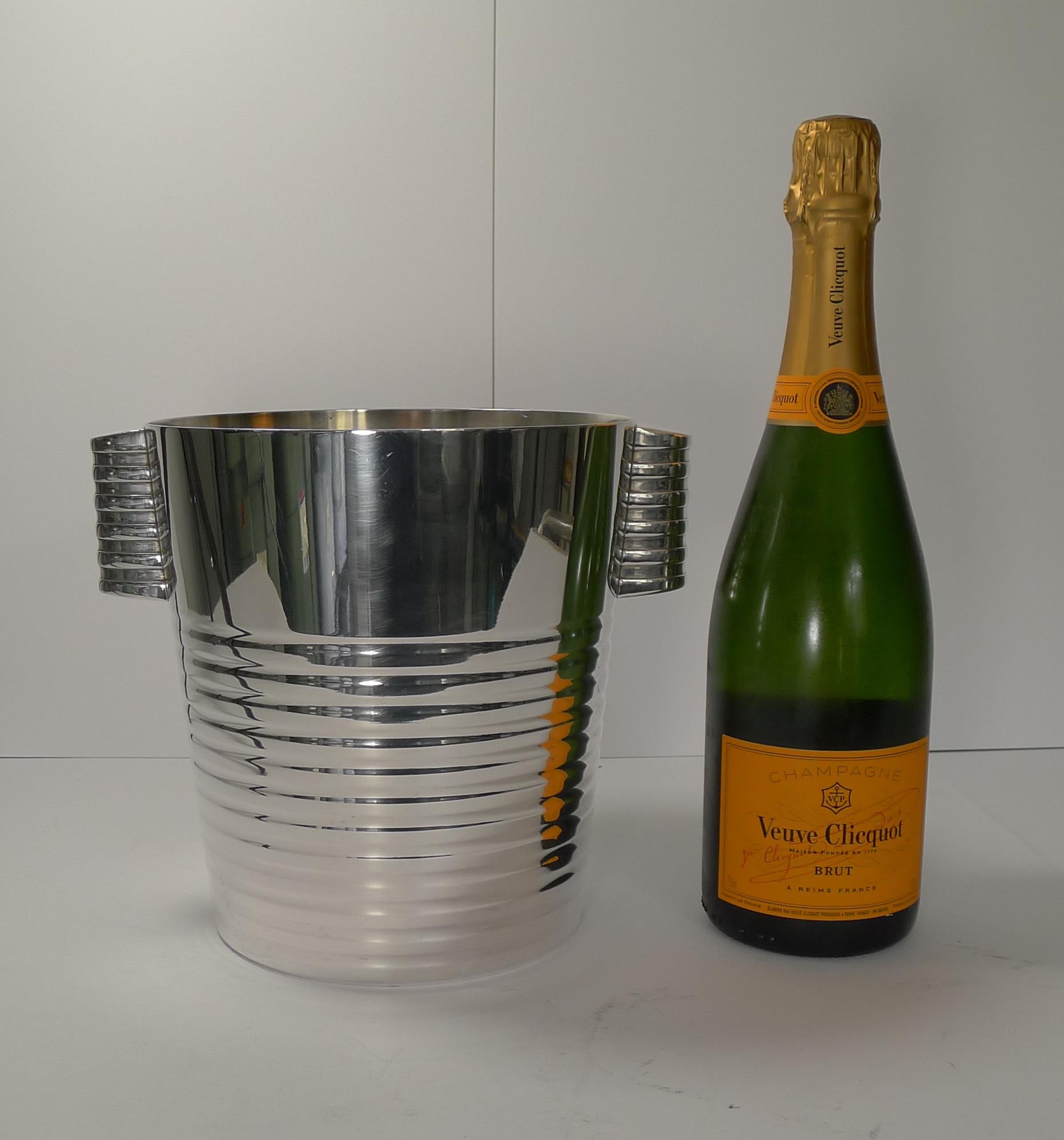 Luc Lanel for Christofle Wine or Champagne Cooler, Ondulations, circa 1935 4