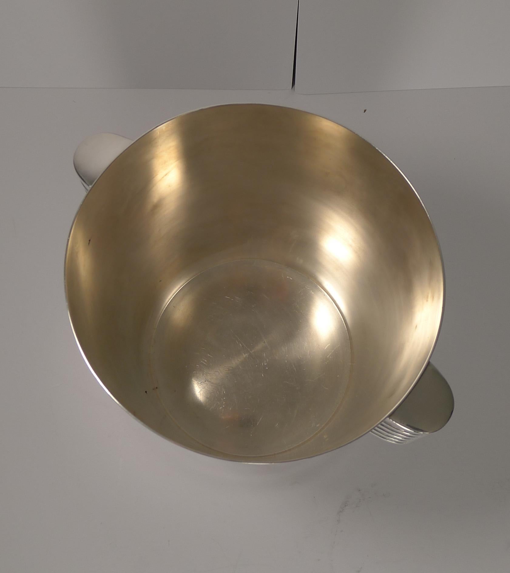 Silver Plate Luc Lanel for Christofle Wine or Champagne Cooler, Ondulations, circa 1935