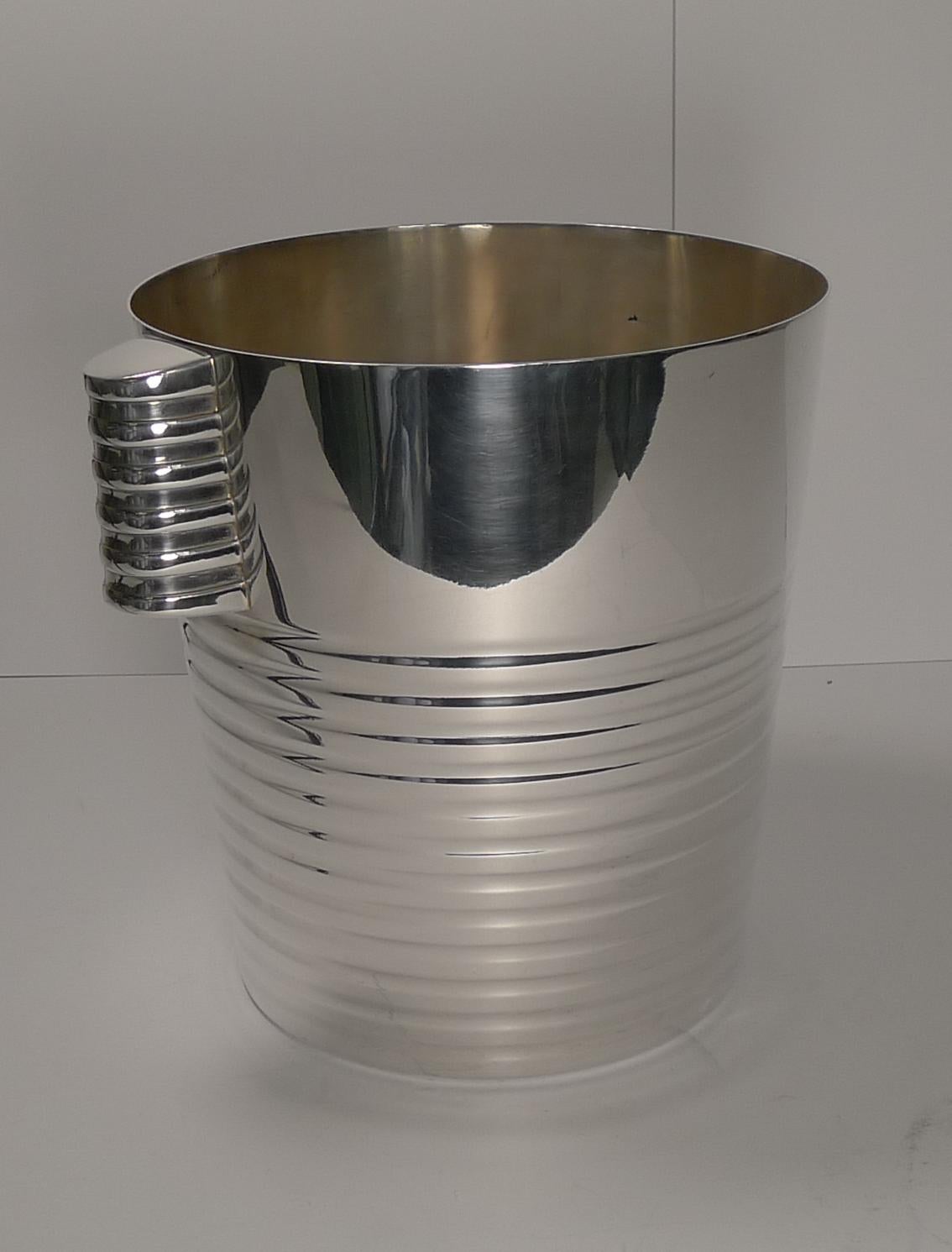Luc Lanel for Christofle Wine or Champagne Cooler, Ondulations, circa 1935 1