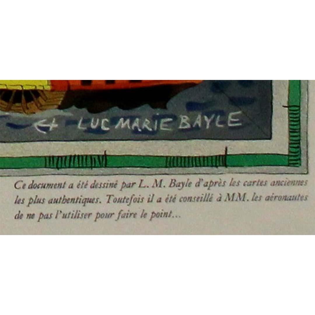 Manifesto aereo del 1950 circa di Luc-Marie Bayles - TAI Planisphère in vendita 2
