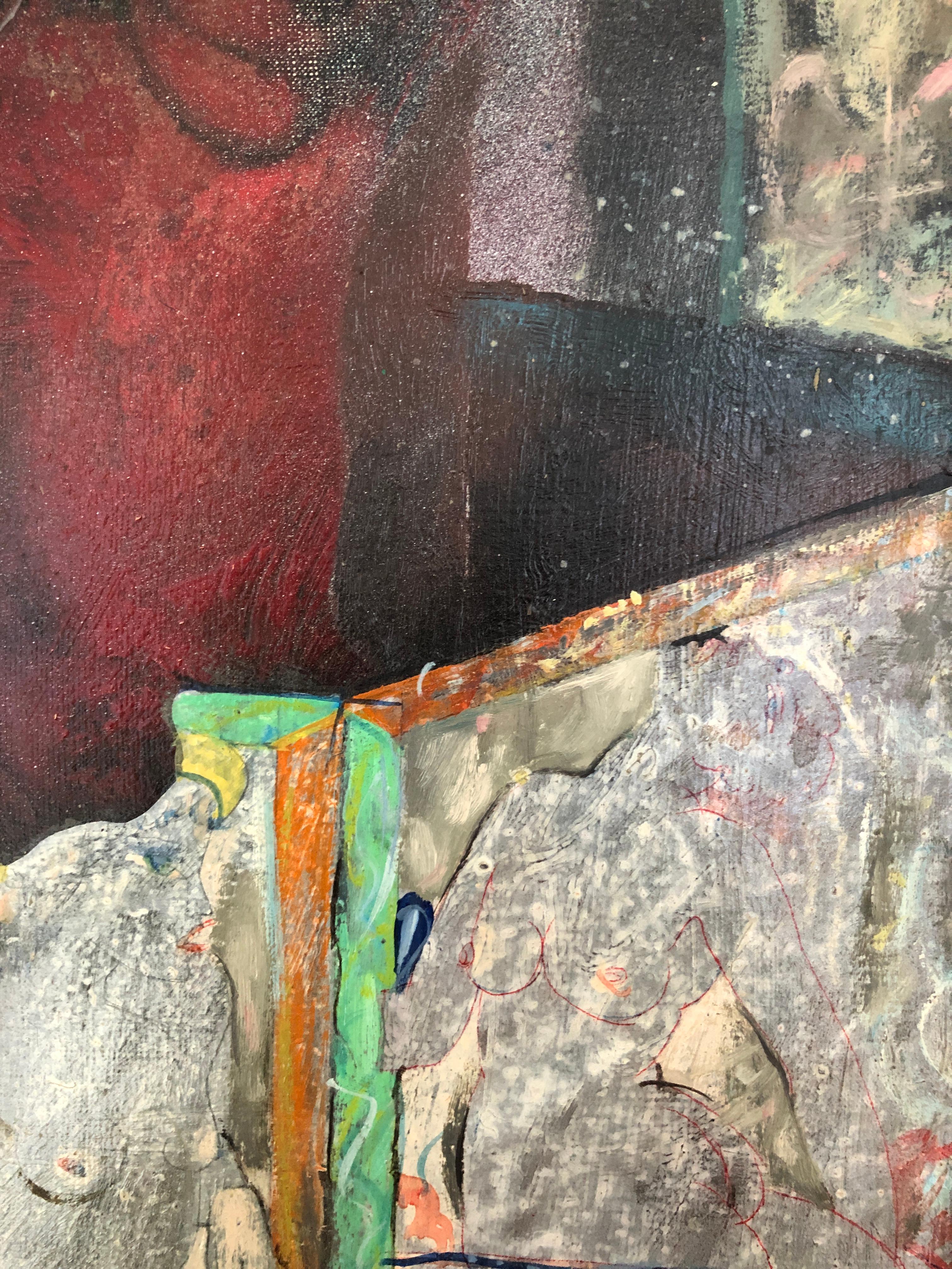 Le tre bambole - Abstract Painting Grigio di luc michel schüpfer