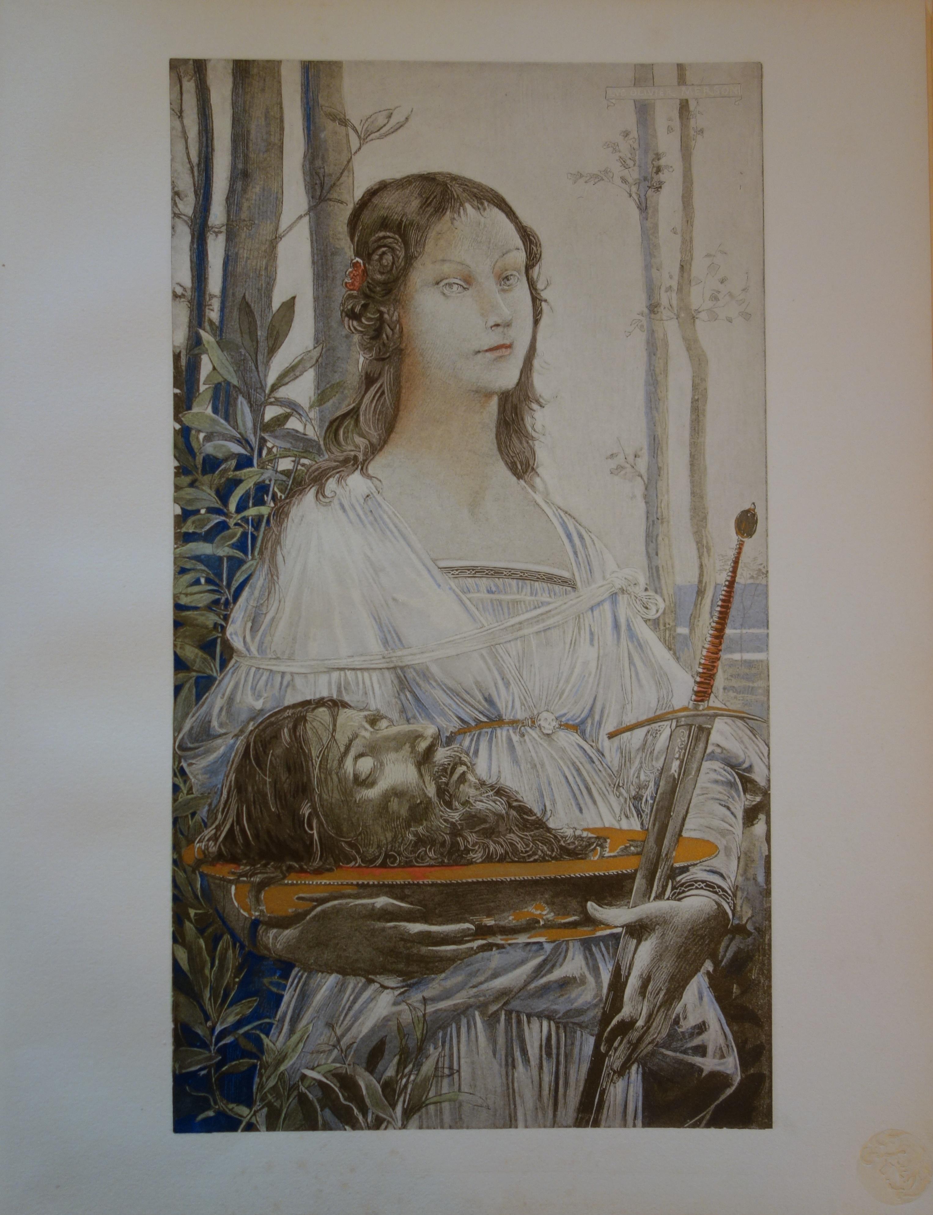 Biblical Mythology: Judith and Holofernes - Original Lithograph 1899 - Print by Luc Olivier MERSON
