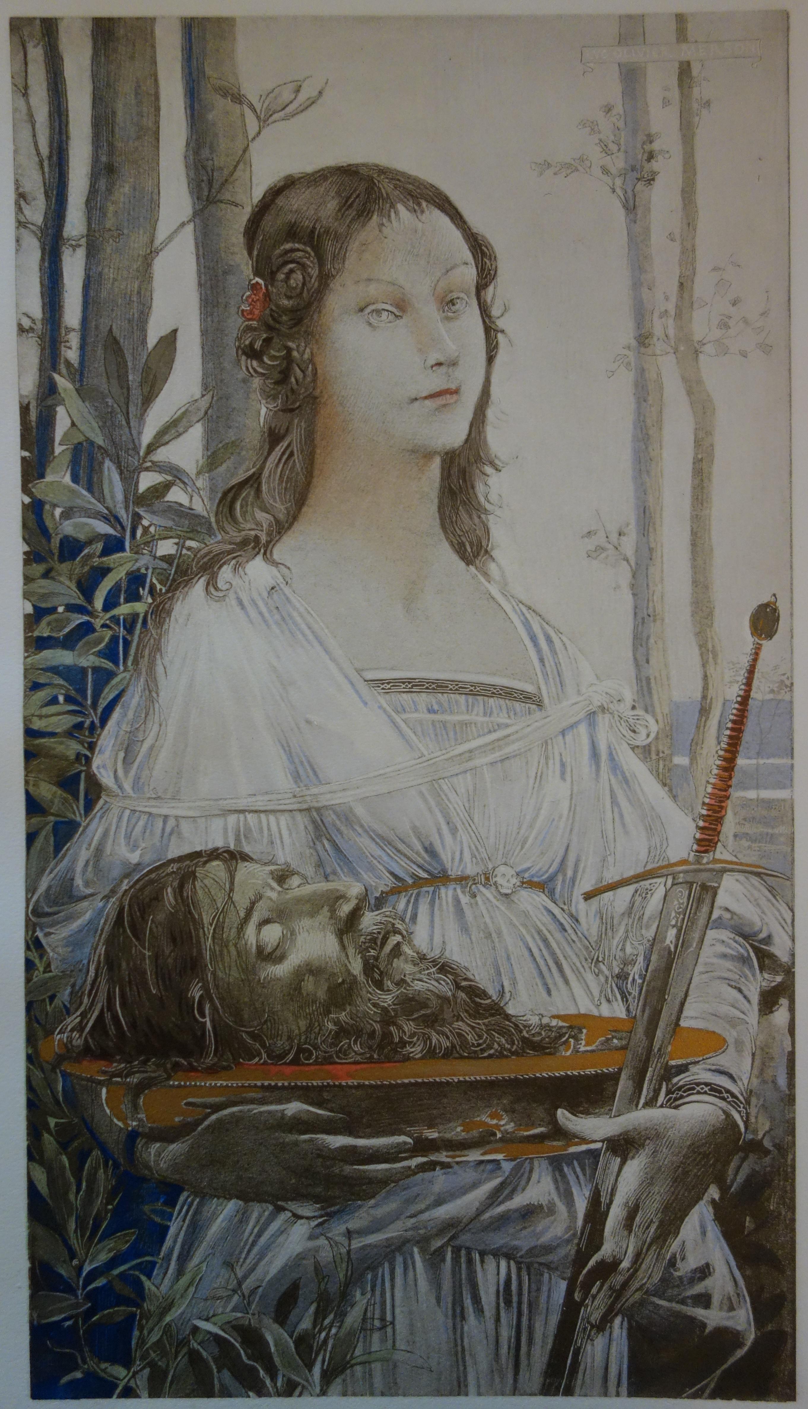 Luc Olivier MERSON Figurative Print - Biblical Mythology: Judith and Holofernes - Original Lithograph 1899