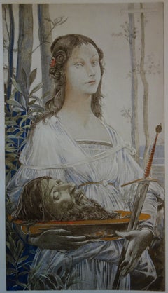 Biblical Mythology: Judith and Holofernes - Original Lithograph 1899