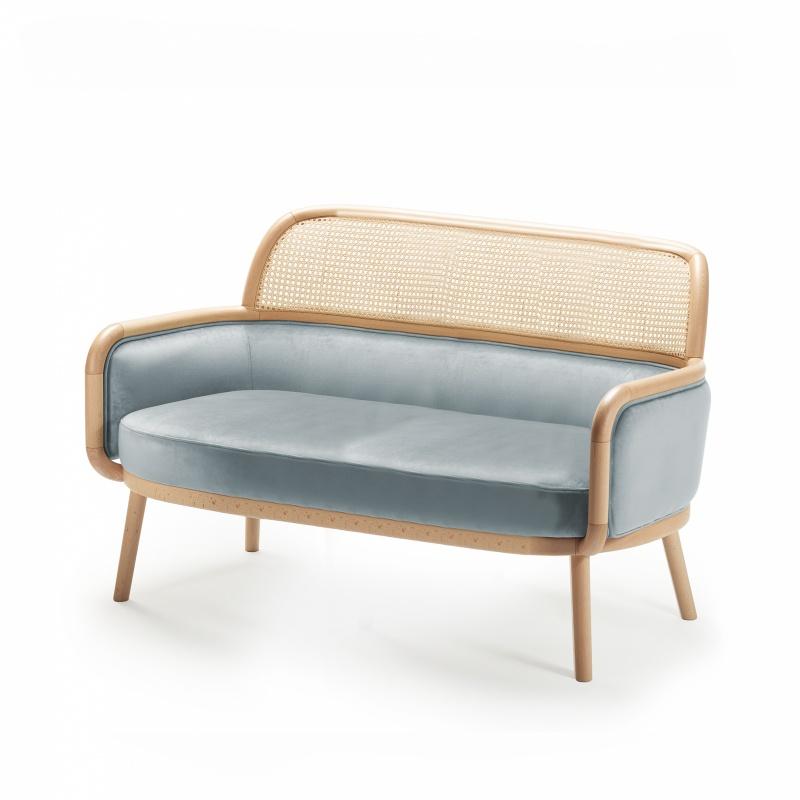 When it comes to Luc settee, the playing field is the cross-section where functional design and craftsmanship of the highest quality meet art. This settee is made of solid oakwood structure, natural rattan back and soft comfortable velvet
