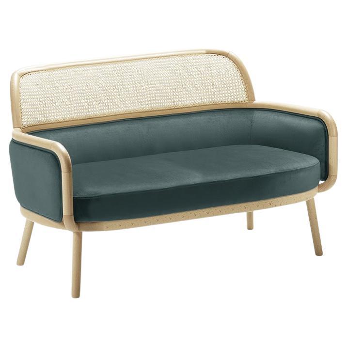 Luc Sofa Large with Natural Oak and Teal For Sale