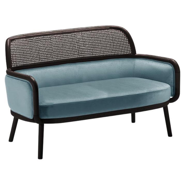 Luc Sofa Small with Beech Ash-056-5 and Paris Dark Blue For Sale