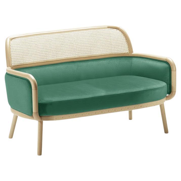 Luc Sofa Small with Natural Oak and Paris Green For Sale