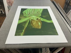 Sérigraphie d'orchidées sur arches de rives, contemporaine, non signée, 2013.