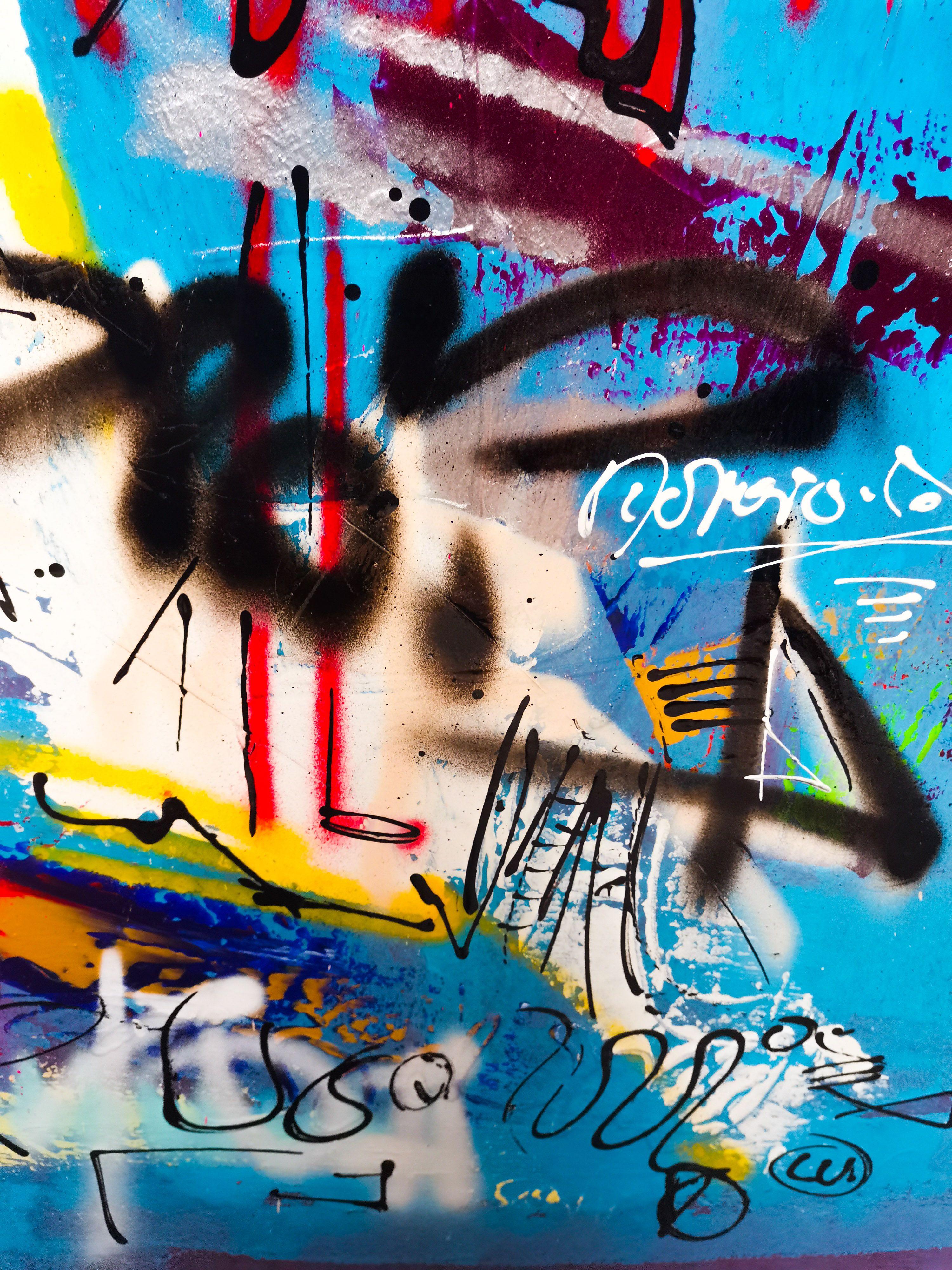 Freier Geist, Gemälde, Acryl auf Leinwand (Blau), Abstract Painting, von Luc Villard