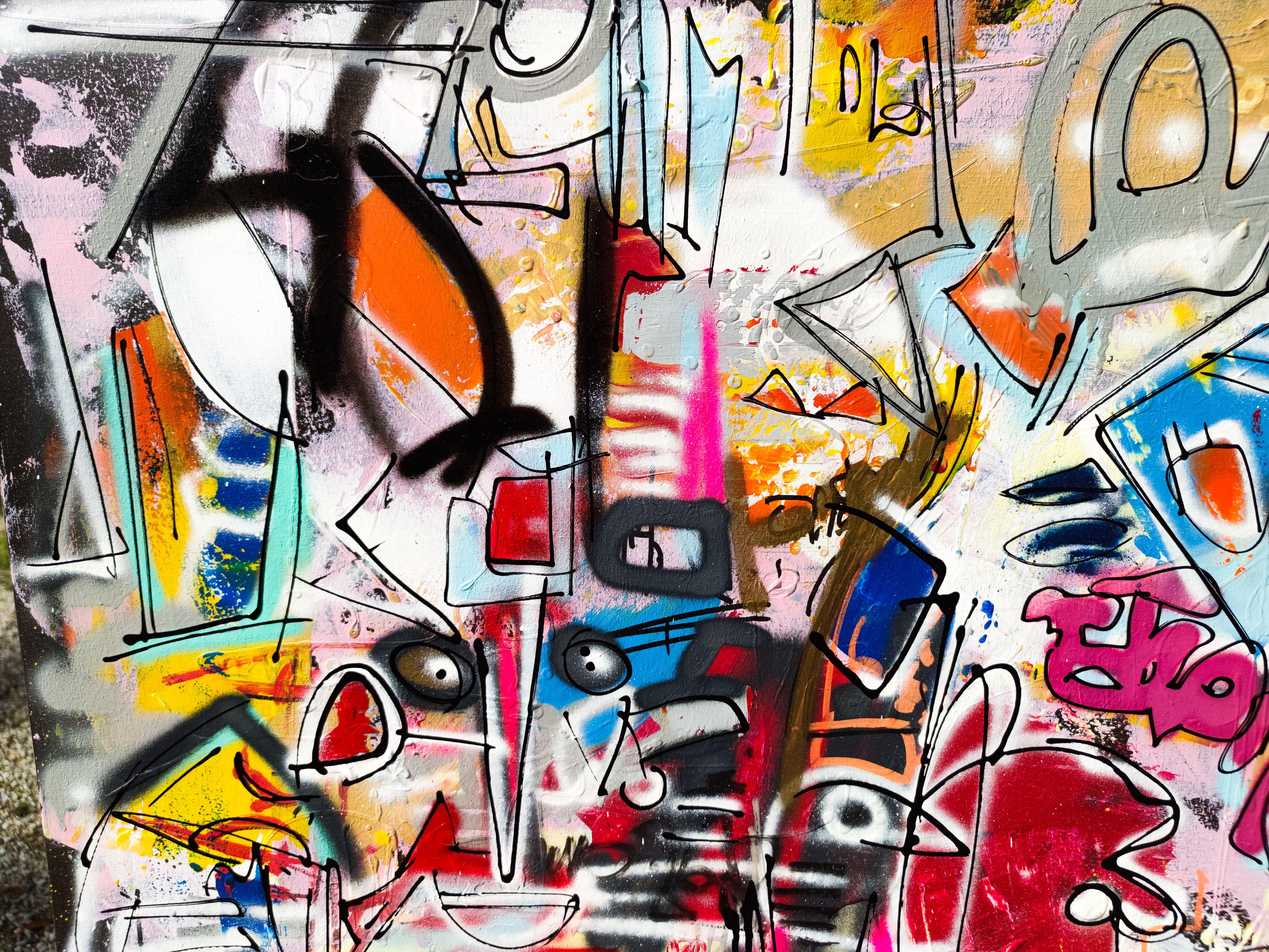 Golia, Pittura, Acrilico su tela - Painting di Luc Villard