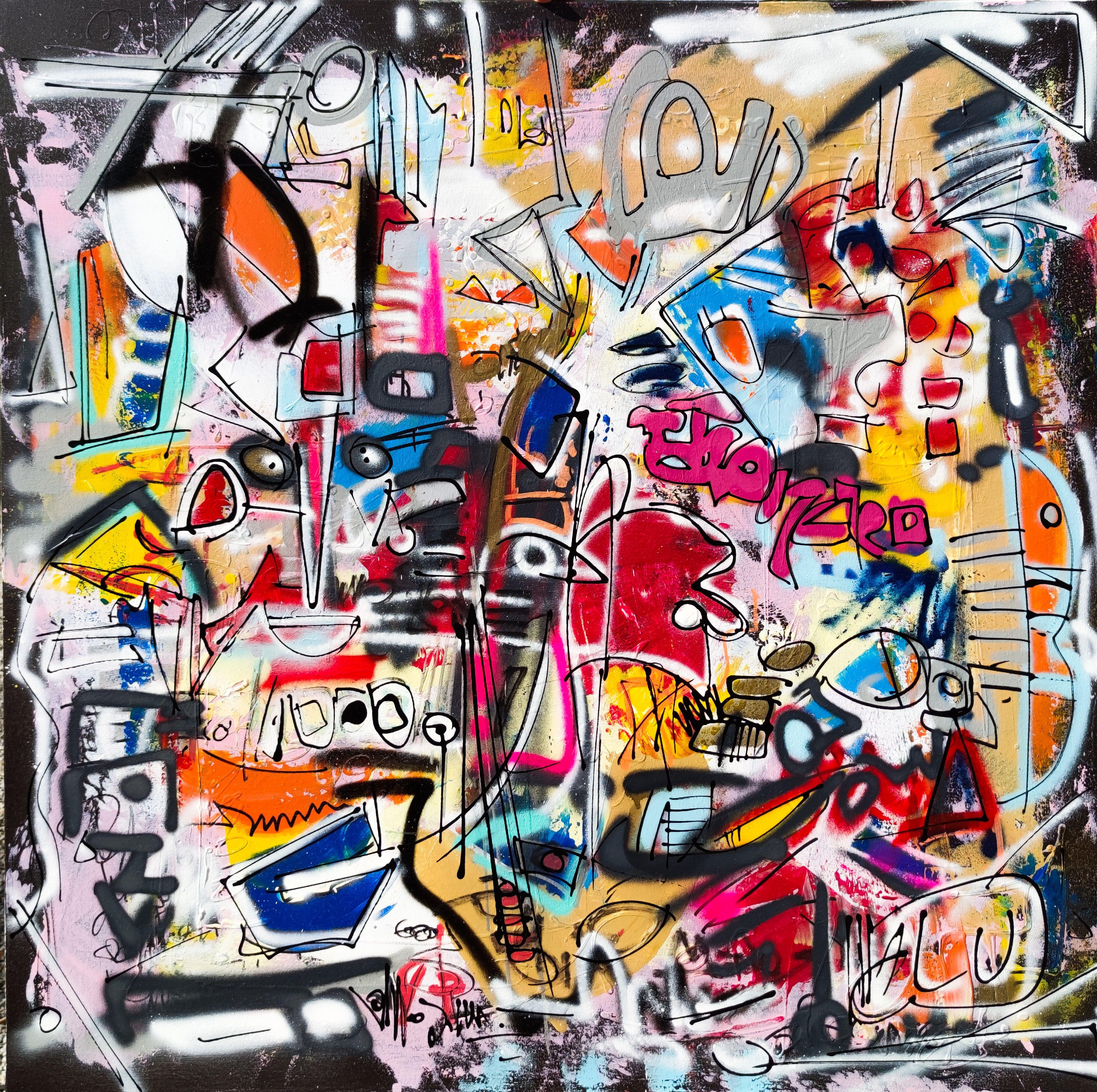 Abstract Painting di Luc Villard - Golia, Pittura, Acrilico su tela
