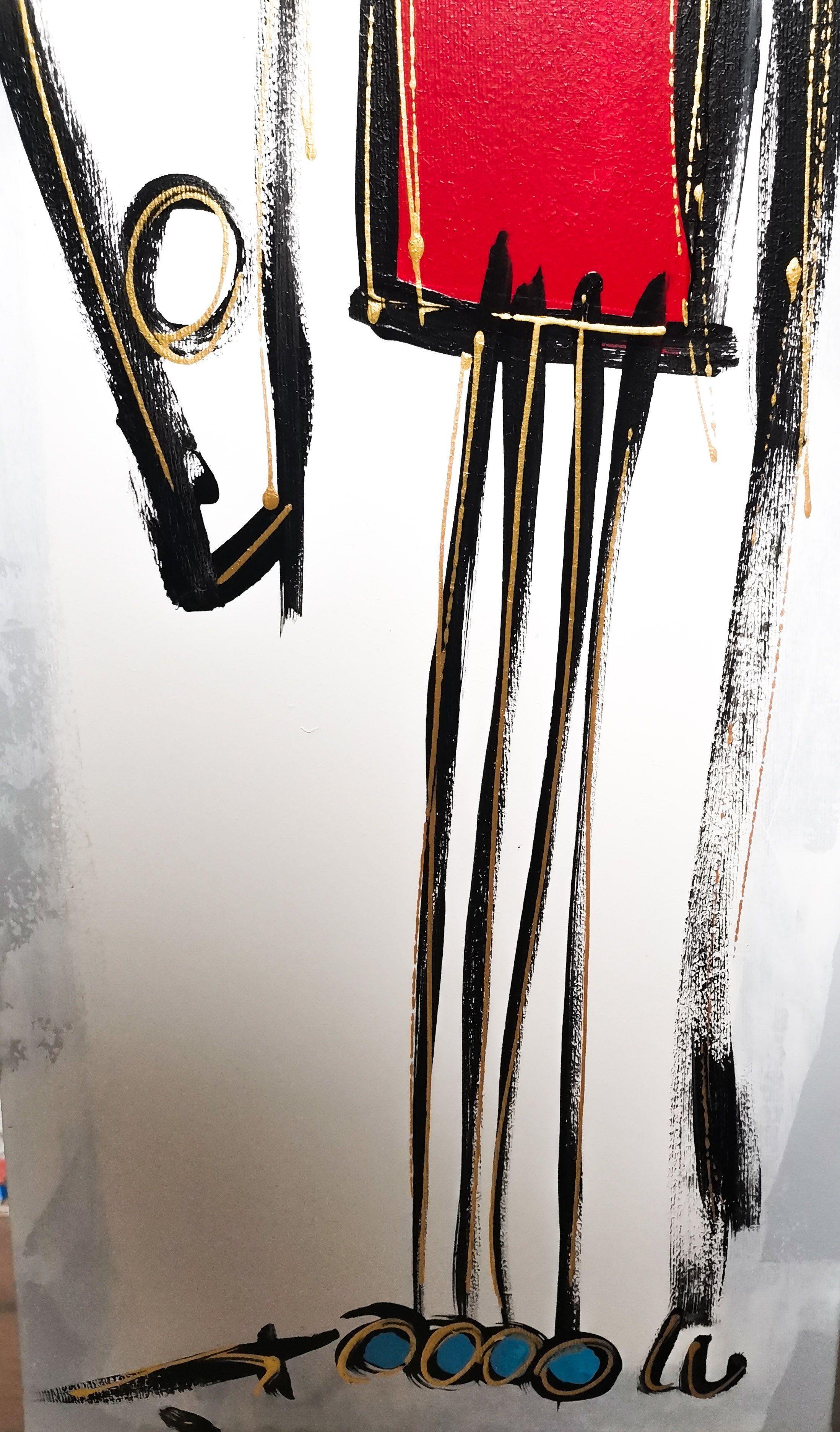 Jazz, Painting, Acrylic on Canvas - Black Abstract Painting by Luc Villard