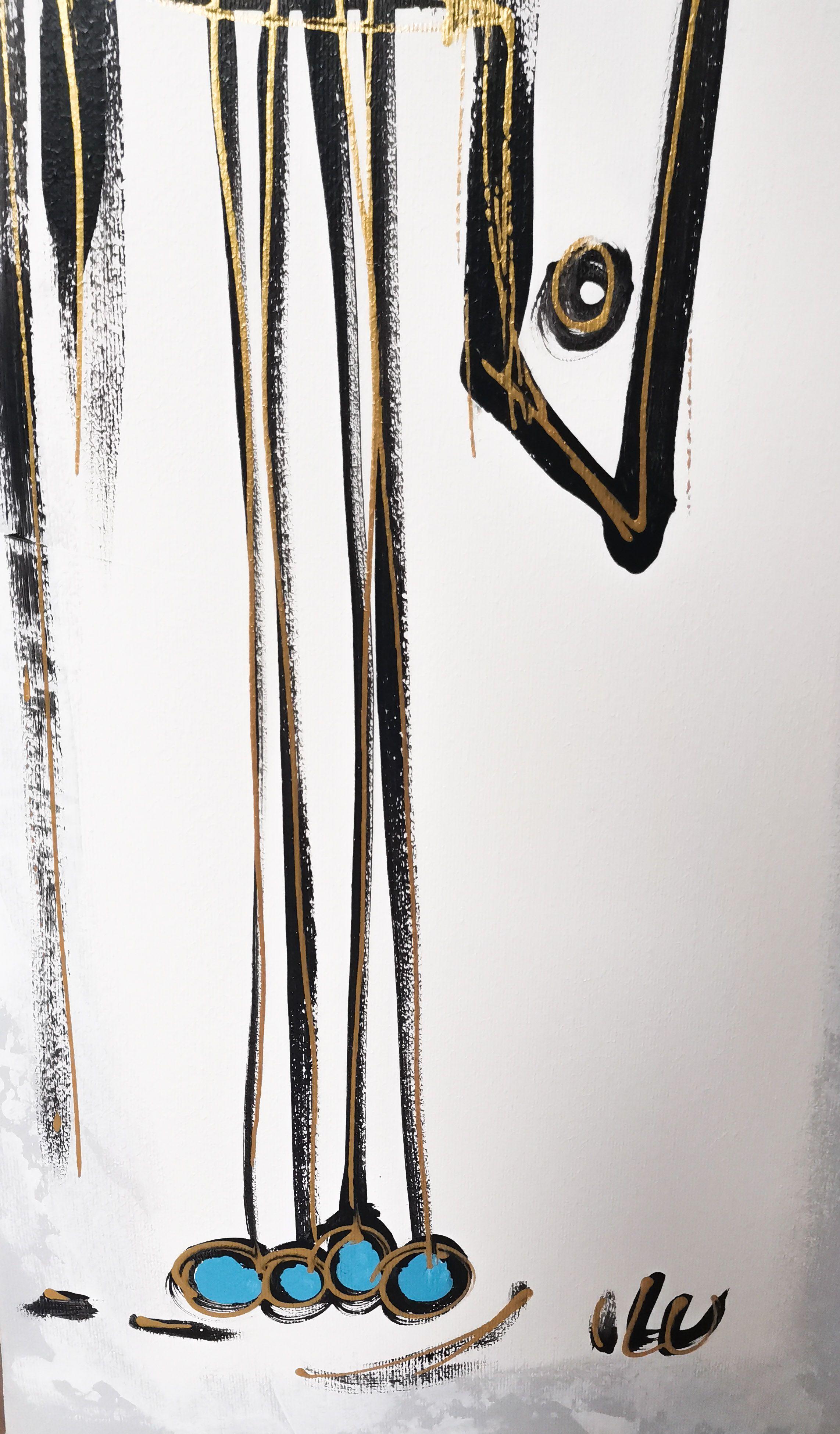 Jules, Painting, Acrylic on Canvas - Black Abstract Painting by Luc Villard