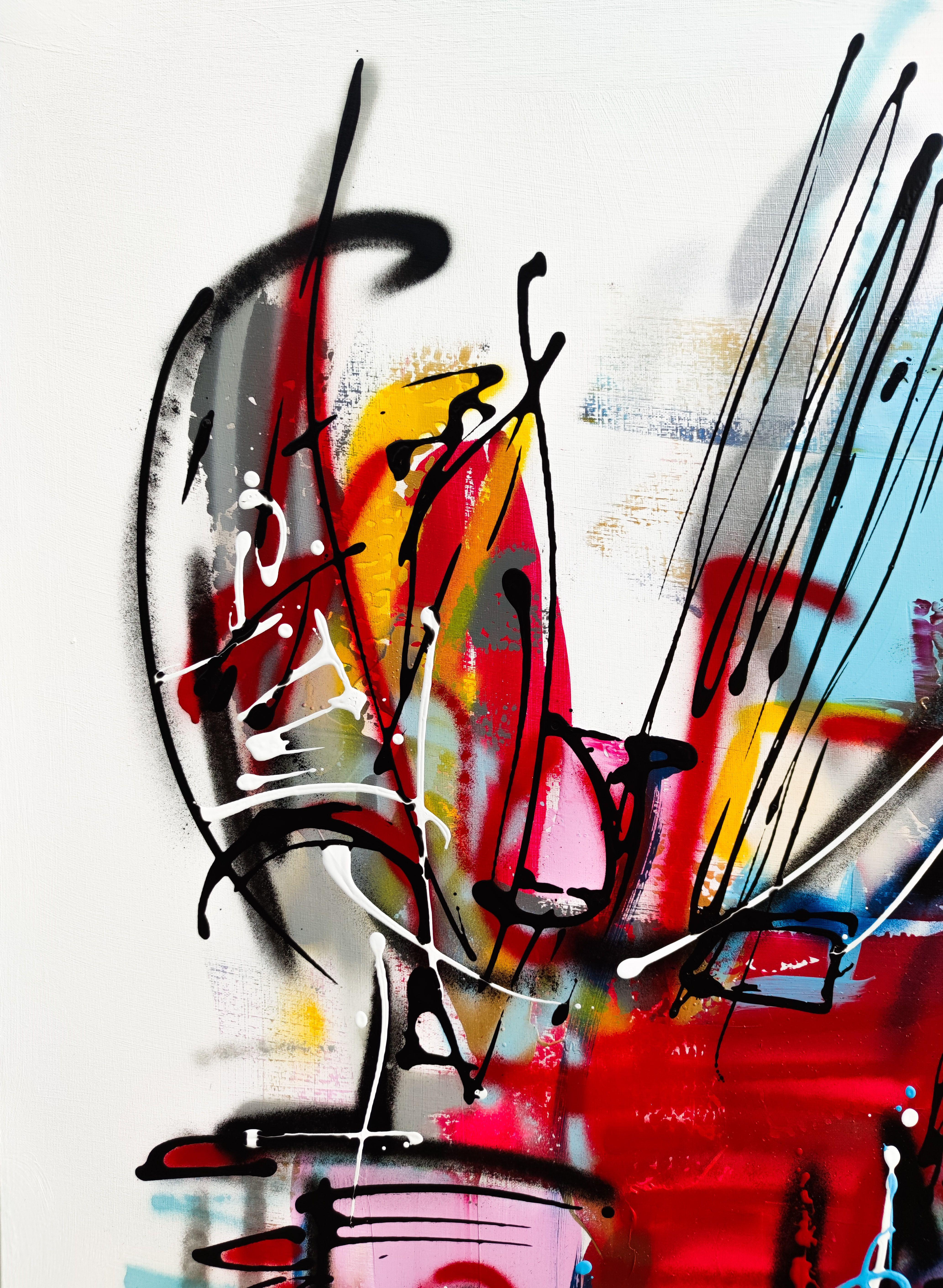 L'Attique, Painting, Acrylic on Canvas - Beige Abstract Painting by Luc Villard