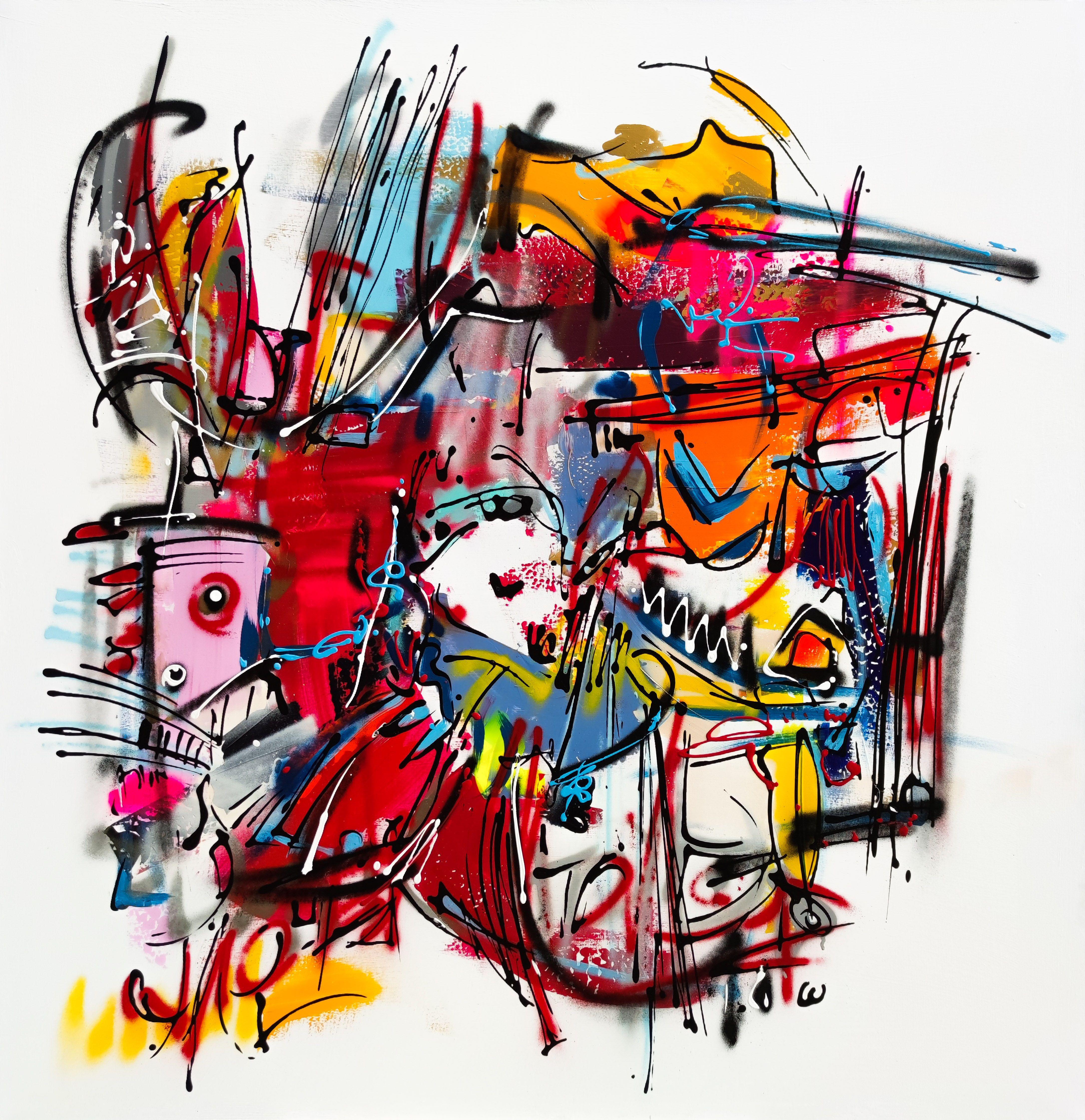 Luc Villard Abstract Painting - L'Attique, Painting, Acrylic on Canvas