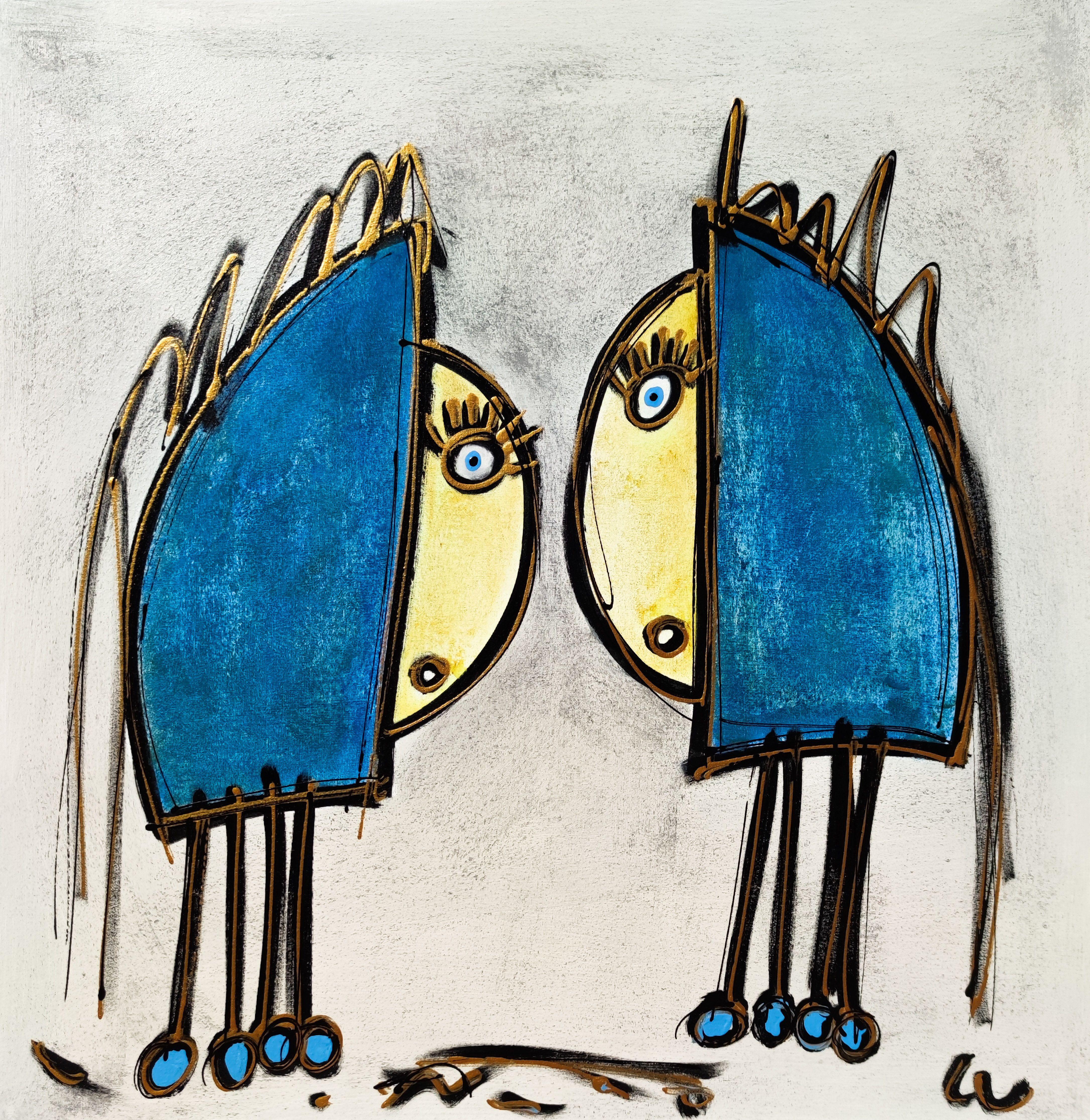 Luc Villard Abstract Painting - Les compagnons, Painting, Acrylic on Canvas