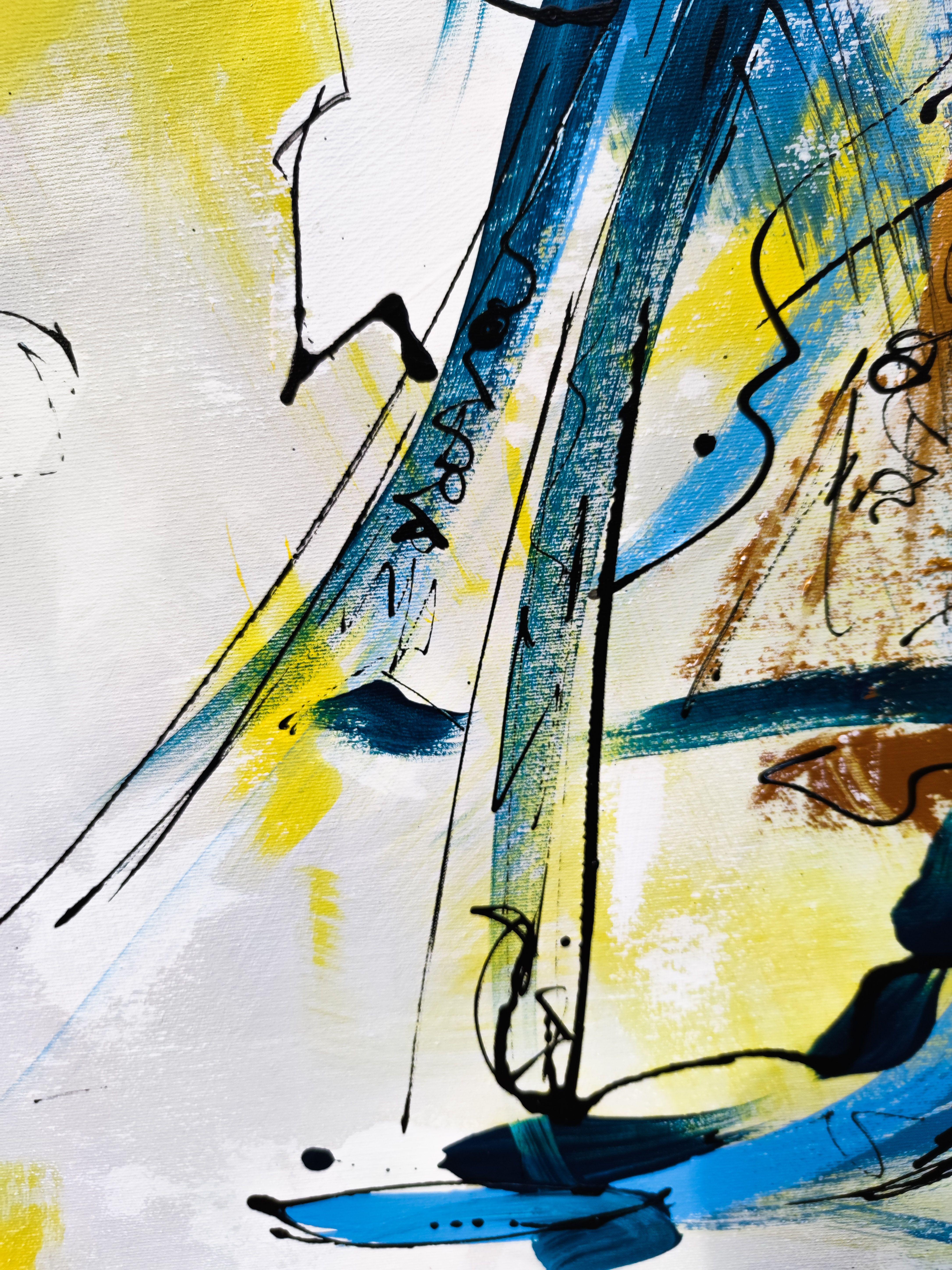 Produced on canvas and stretched by hand, the work is protected by several layers of varnish to give it a smooth and shiny appearance. The acronym of the artist 
