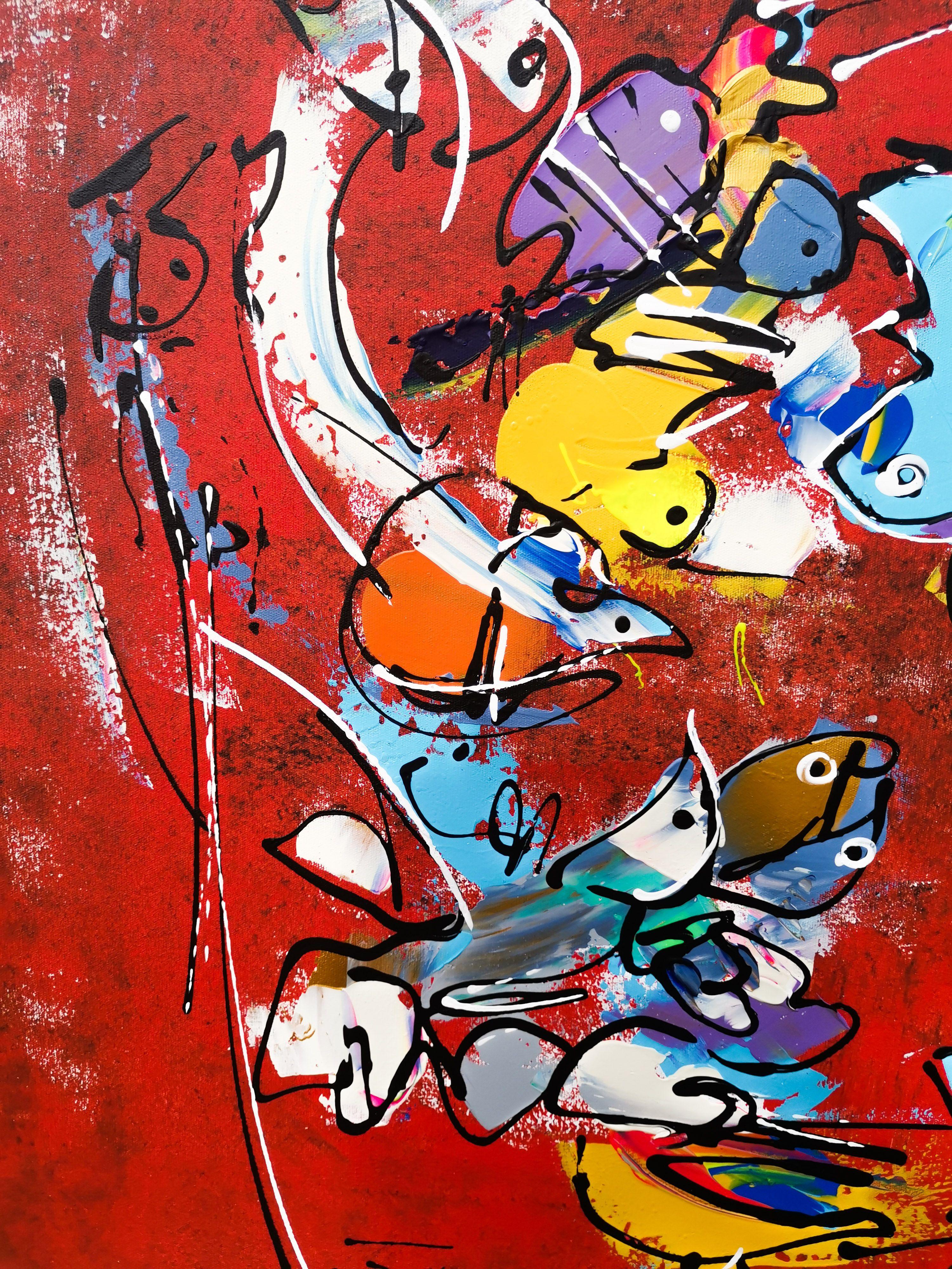 PensÃes abstraites, Painting, Acrylic on Canvas For Sale 1