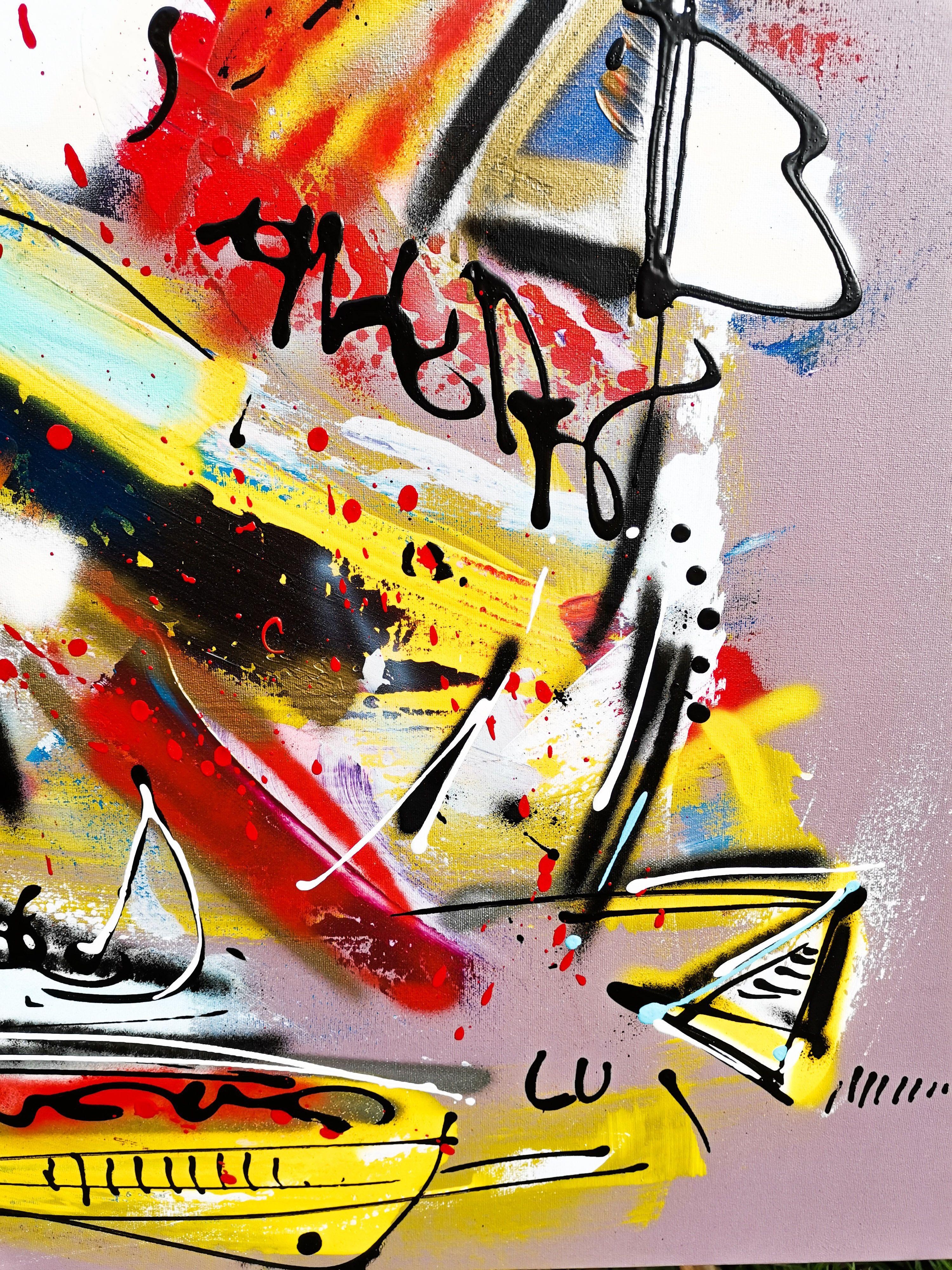 Queen's Lane, Pittura, Acrilico su tela - Painting di Luc Villard