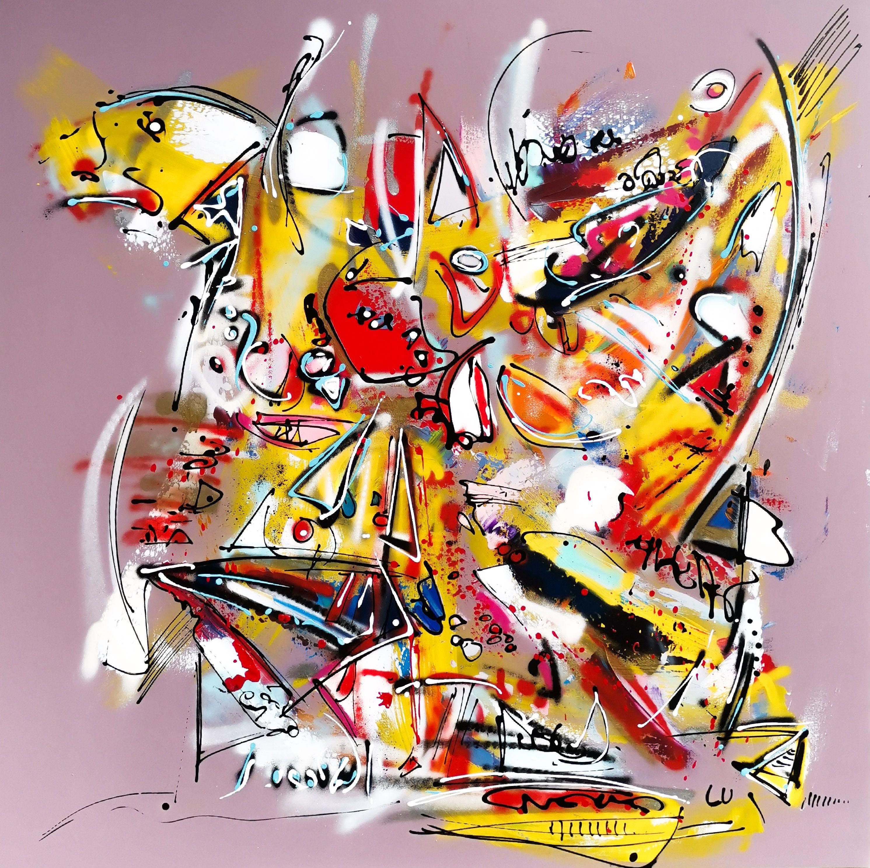 Abstract Painting di Luc Villard - Queen's Lane, Pittura, Acrilico su tela