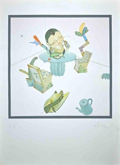 Figure on a Table - Screen Print by Luca Alinari - 1980s