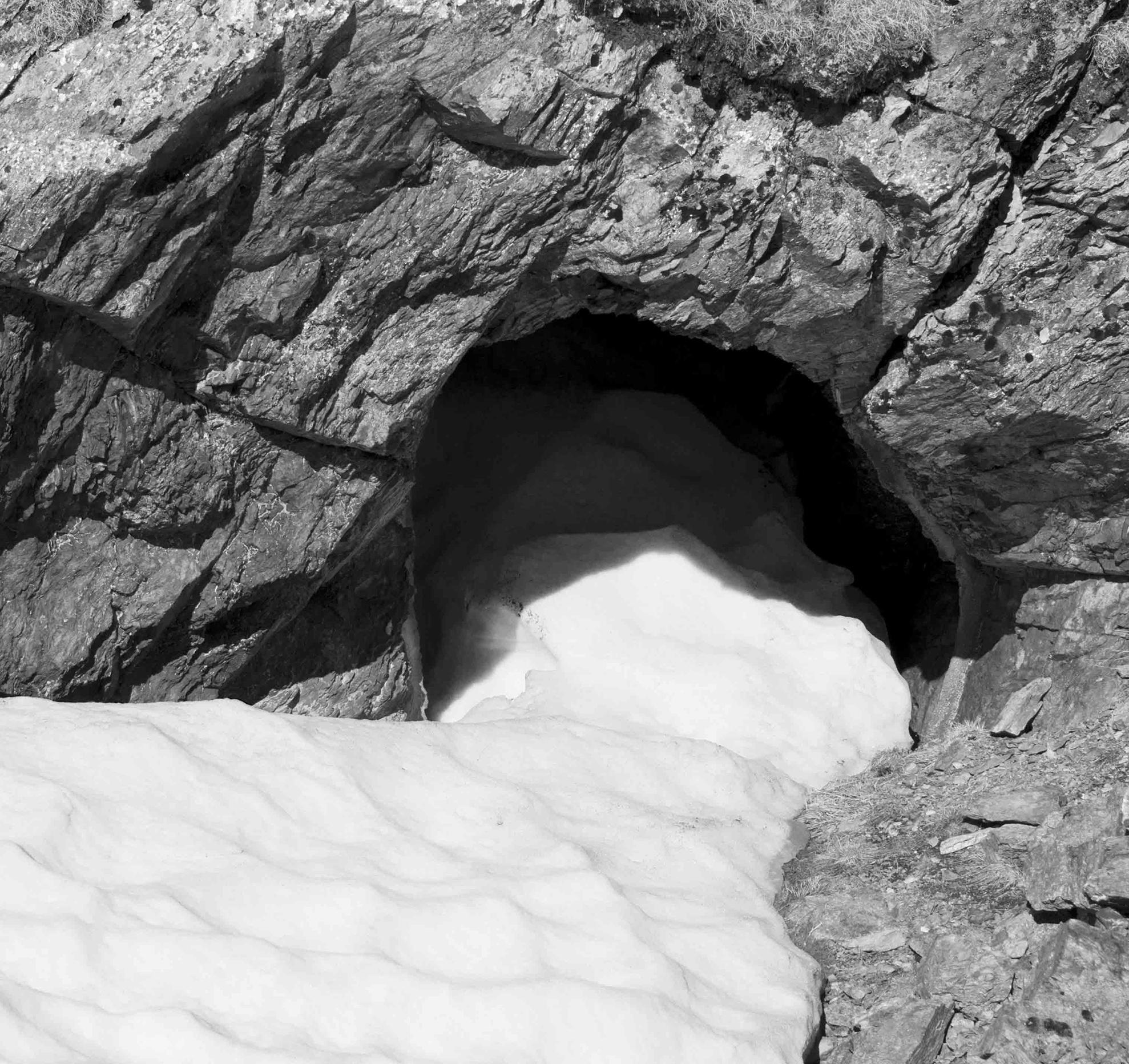 A Fatal Pass, The Cave. Black and White landscape Photograph - Gray Black and White Photograph by Luca Artioli