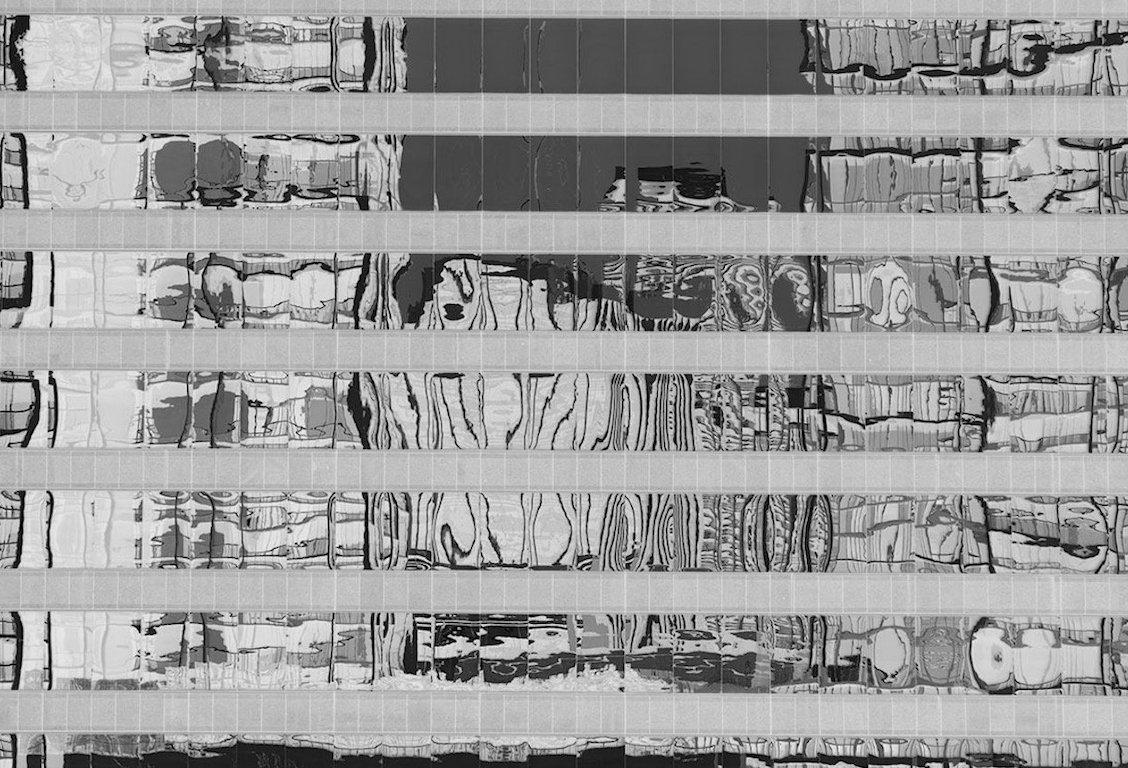 Miami Reflections 1, Abstract Architectural Black and White Photograph For Sale 2