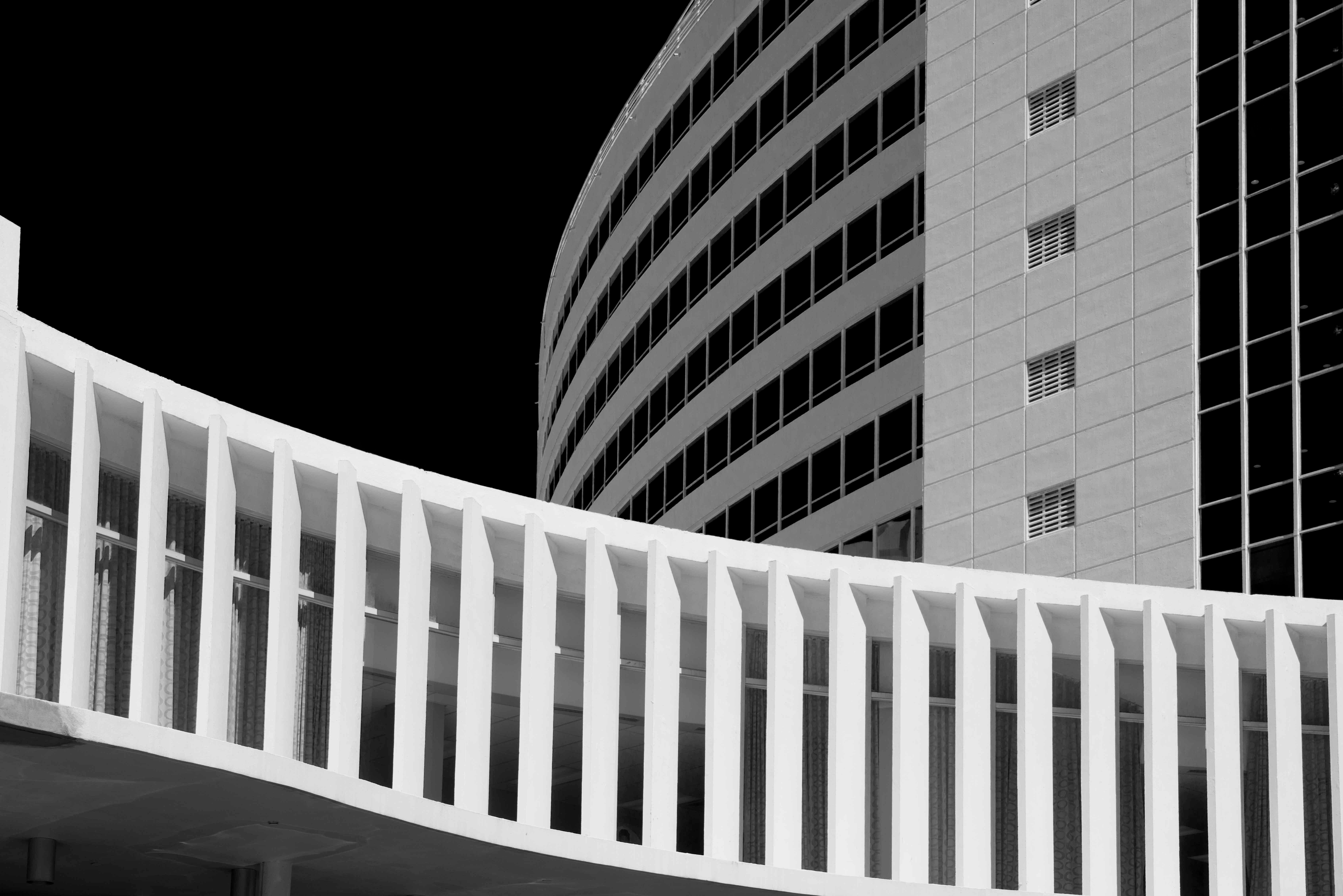 Luca Artioli Black and White Photograph - Miami Stripes, Black and White Architectural Landscape Photography
