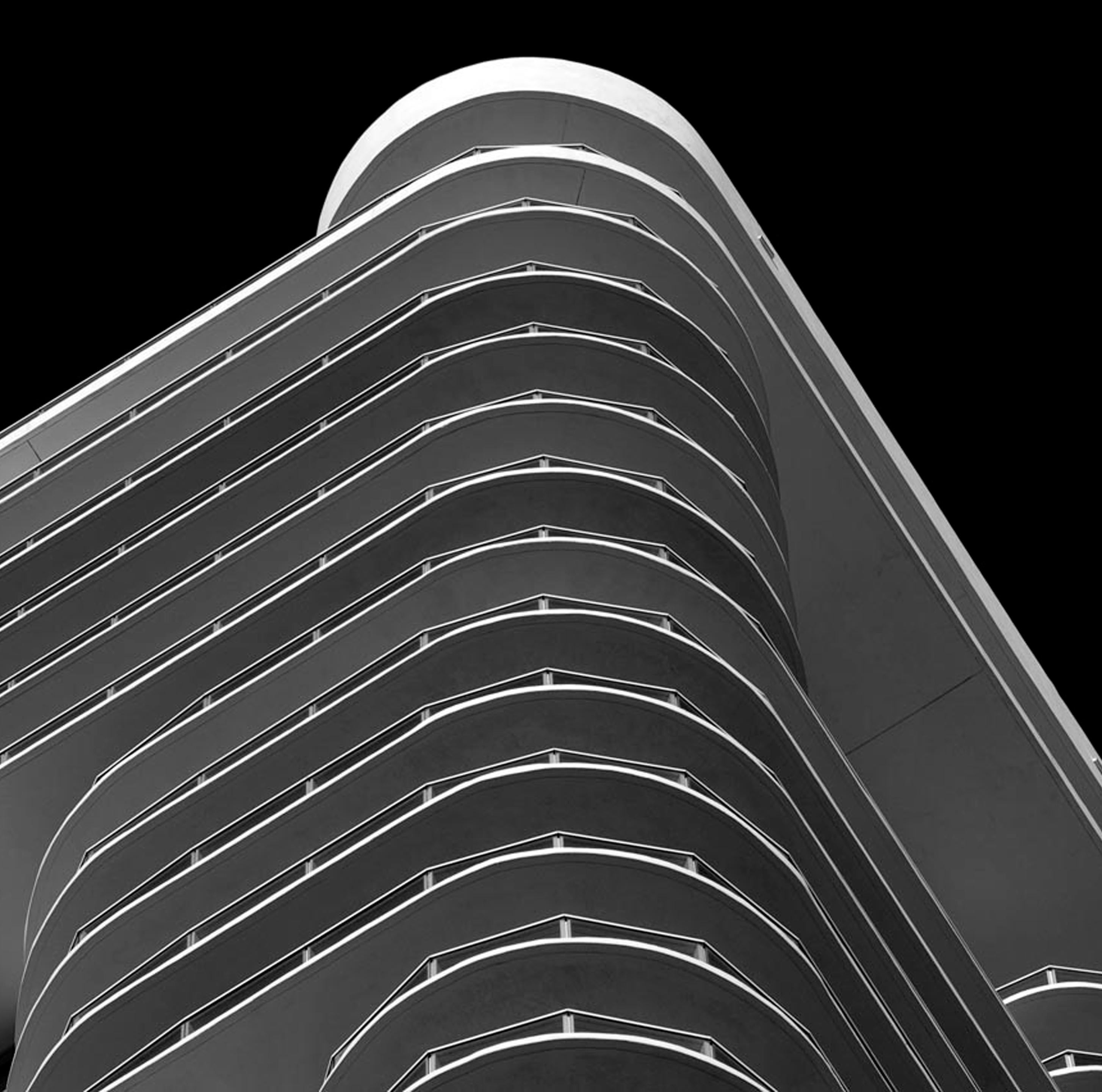 Miami Stripes, Black and White Architectural landscape Photograph