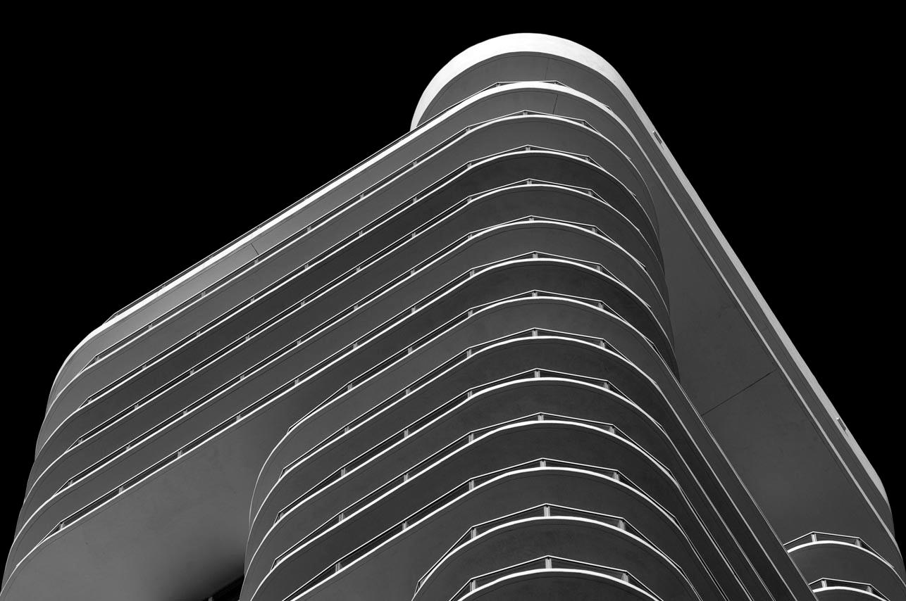 Miami Stripes 01. Black and White Architectural landscape Photograph