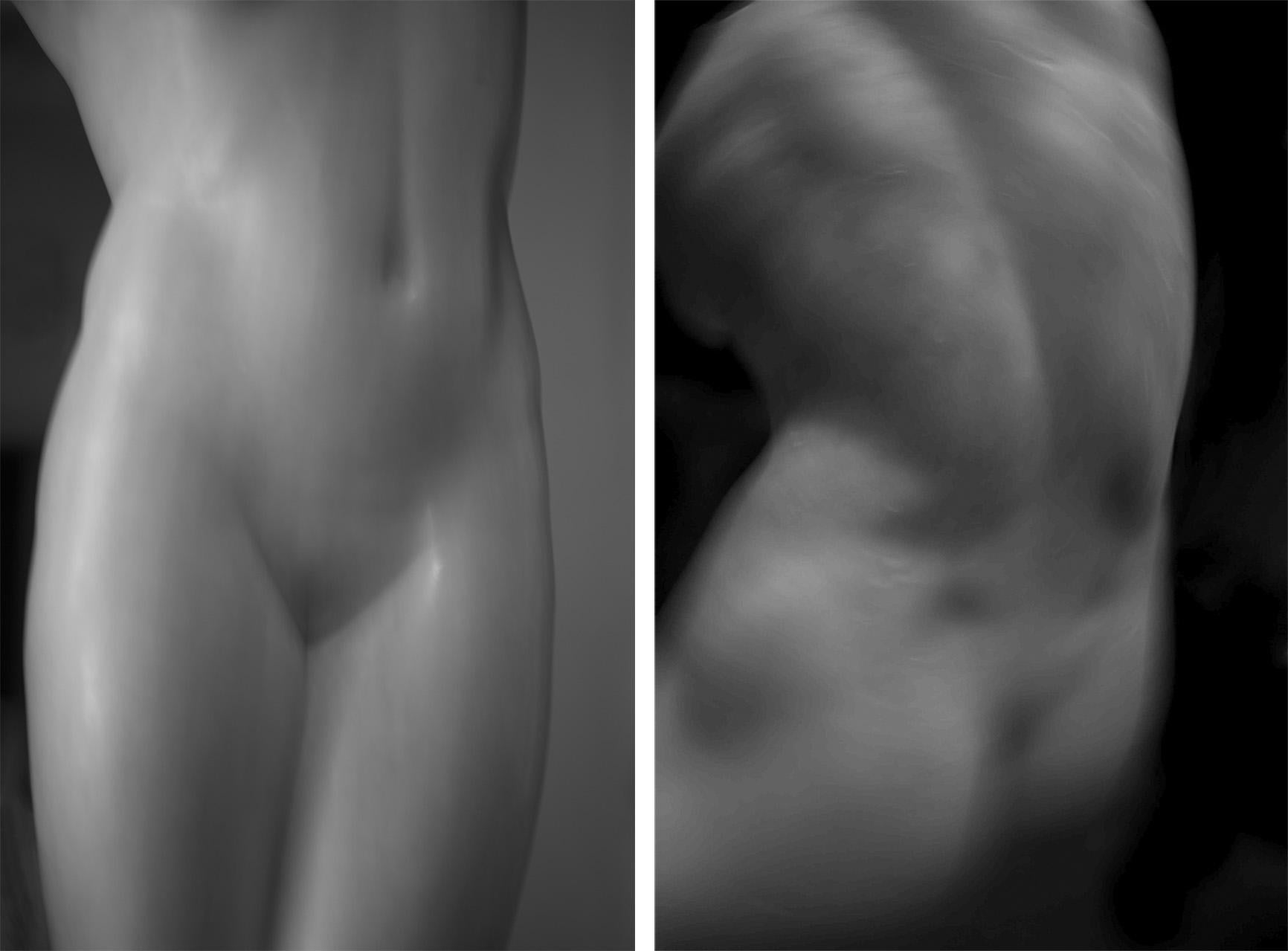 Étude de statues romaines 7 et 9. Diptyque. Photographie figurative de nu.  Encadré en vente 1
