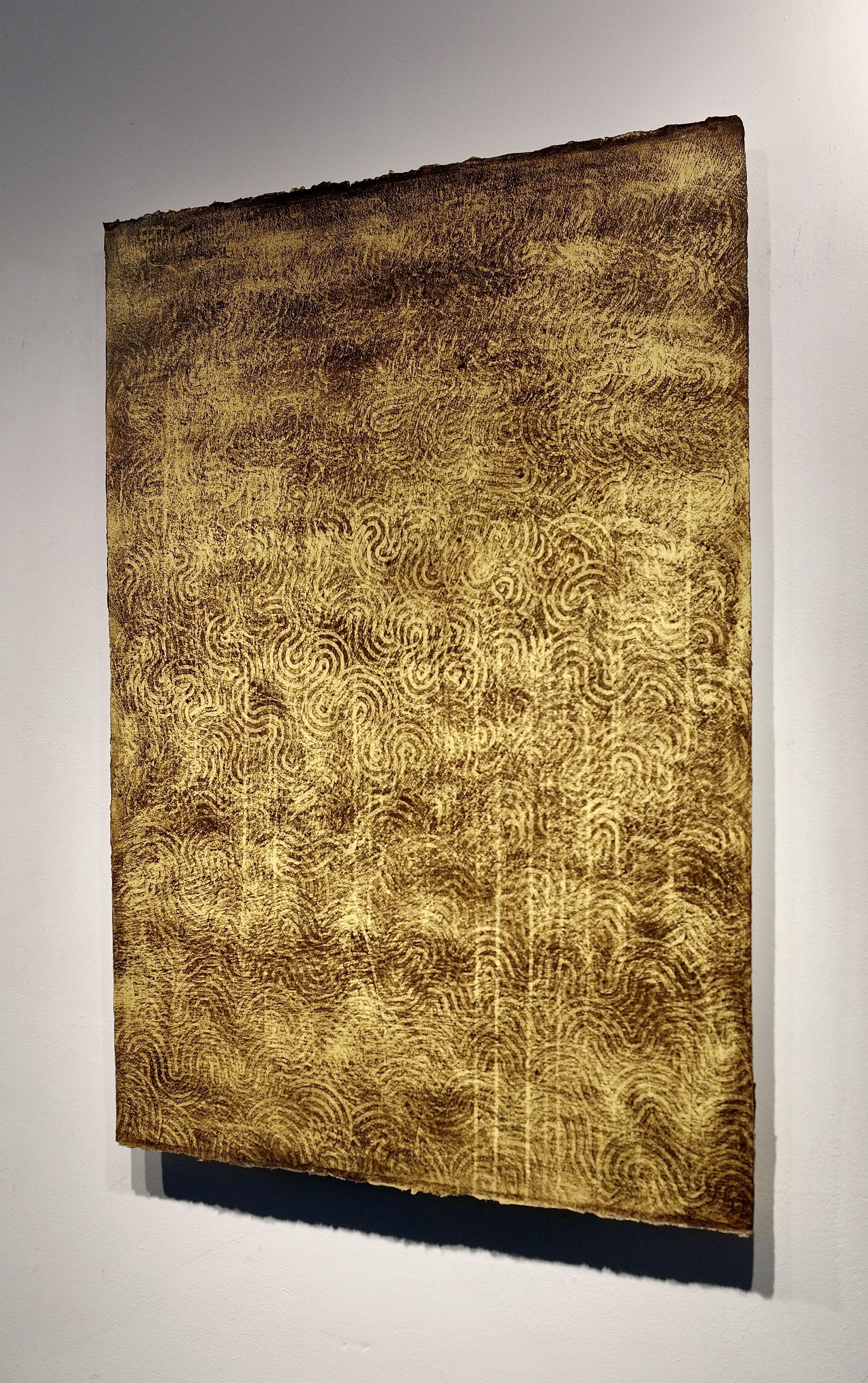 A long long night 2, Painting, Acrylic on Paper - Brown Abstract Painting by Luca Brandi