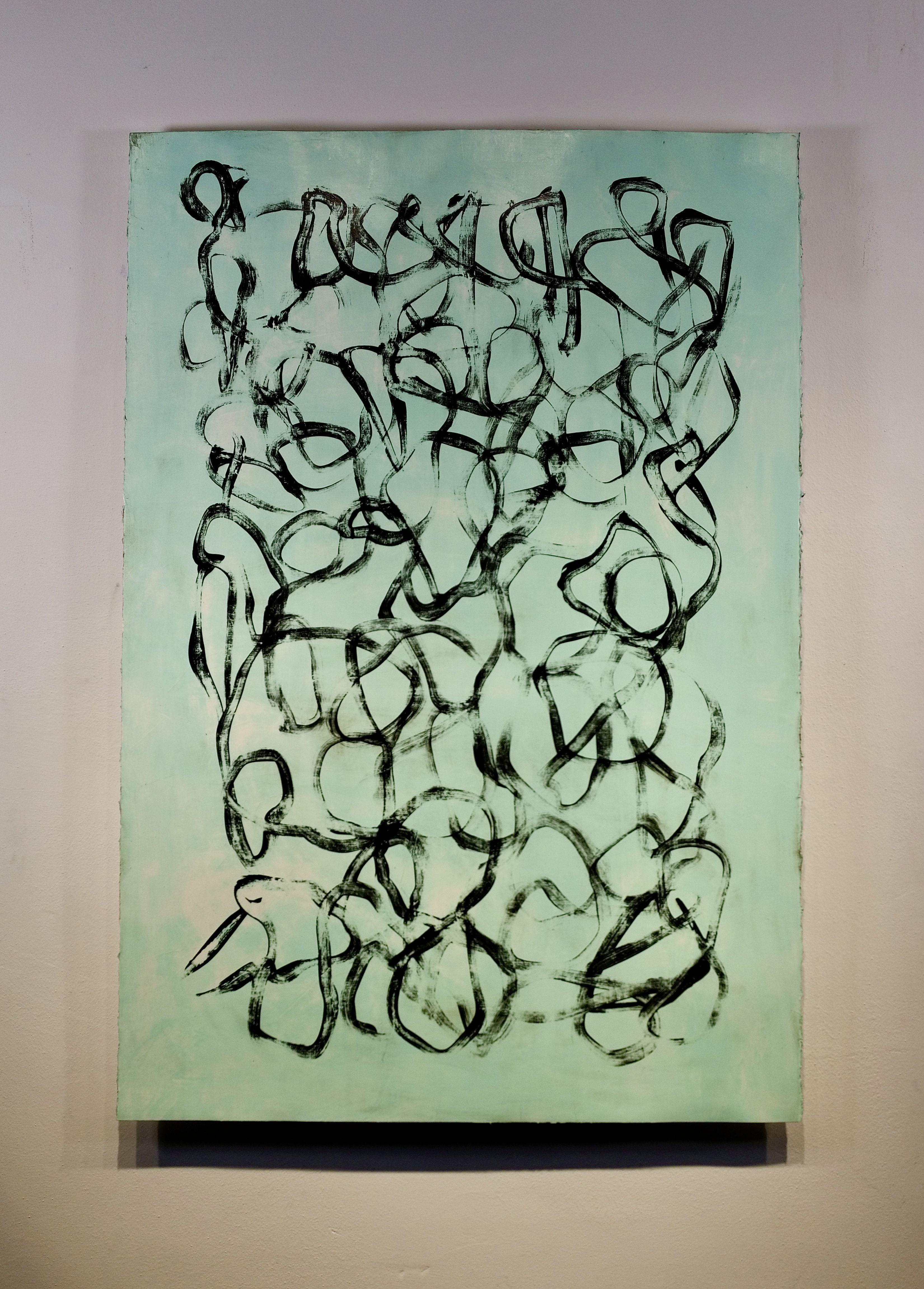I didnâEt hear you leave 3, Painting, Acrylic on Paper - Gray Abstract Painting by Luca Brandi