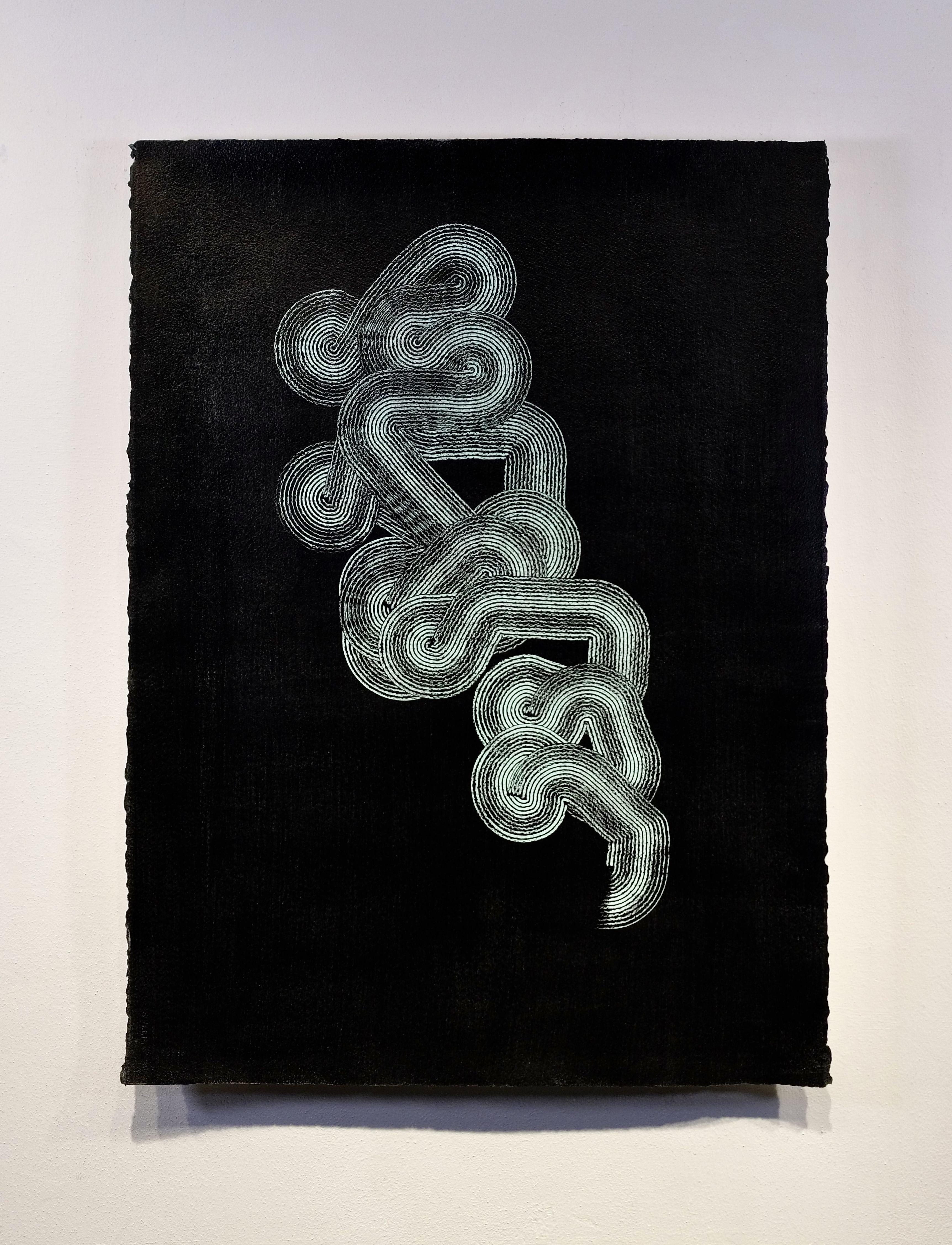 Some enchanted nights 3, Painting, Acrylic on Paper - Black Abstract Painting by Luca Brandi