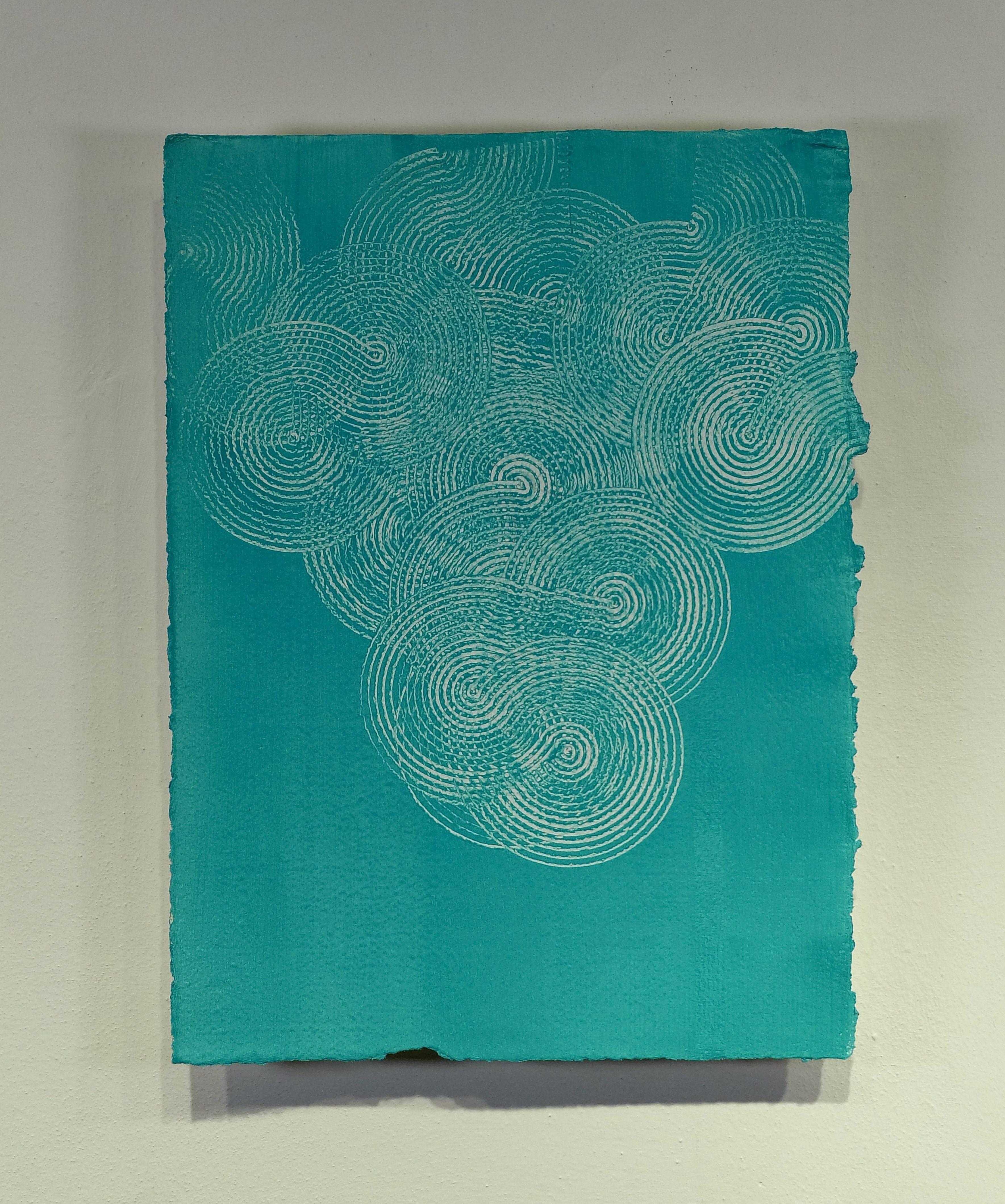 The rest of us 9, Painting, Acrylic on Paper - Blue Abstract Painting by Luca Brandi