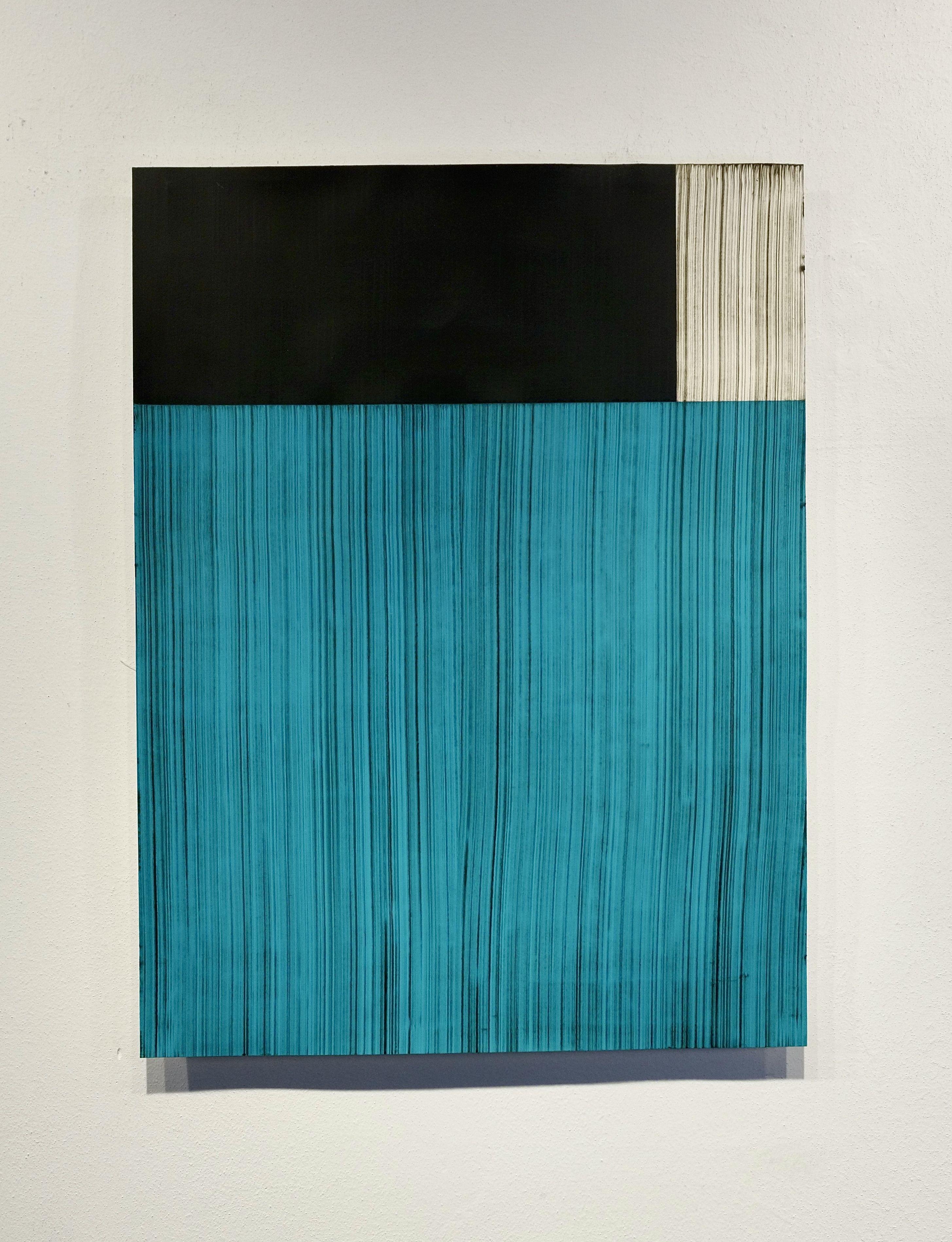 The third letter 8, Painting, Acrylic on Paper - Blue Abstract Painting by Luca Brandi
