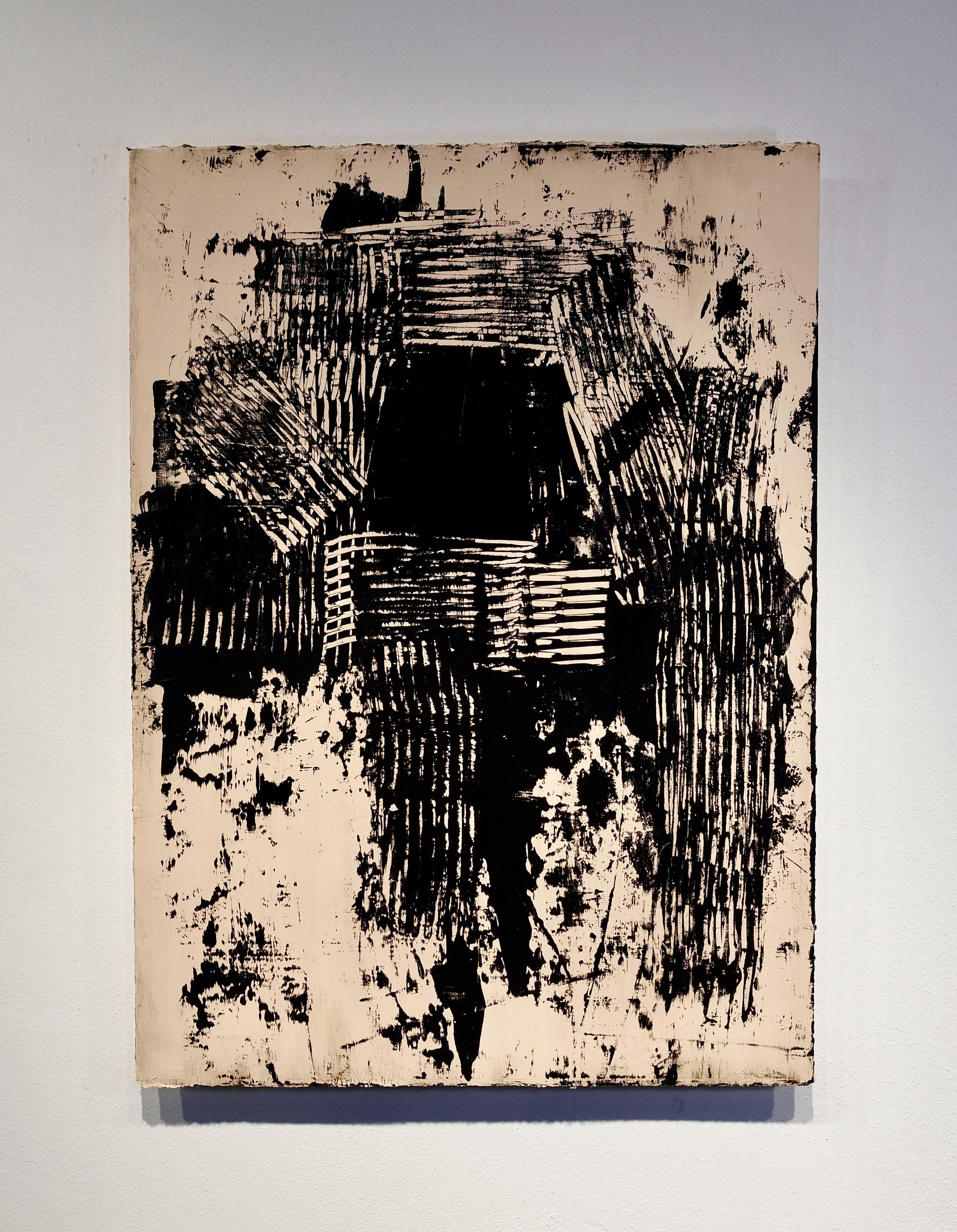 What do you want from me 2, Painting, Acrylic on Paper - Black Abstract Painting by Luca Brandi