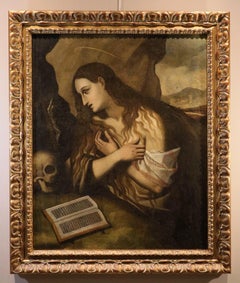 Penitent Magdalene Cambiaso Paint 17th Century Oil on canvas Old master Italy