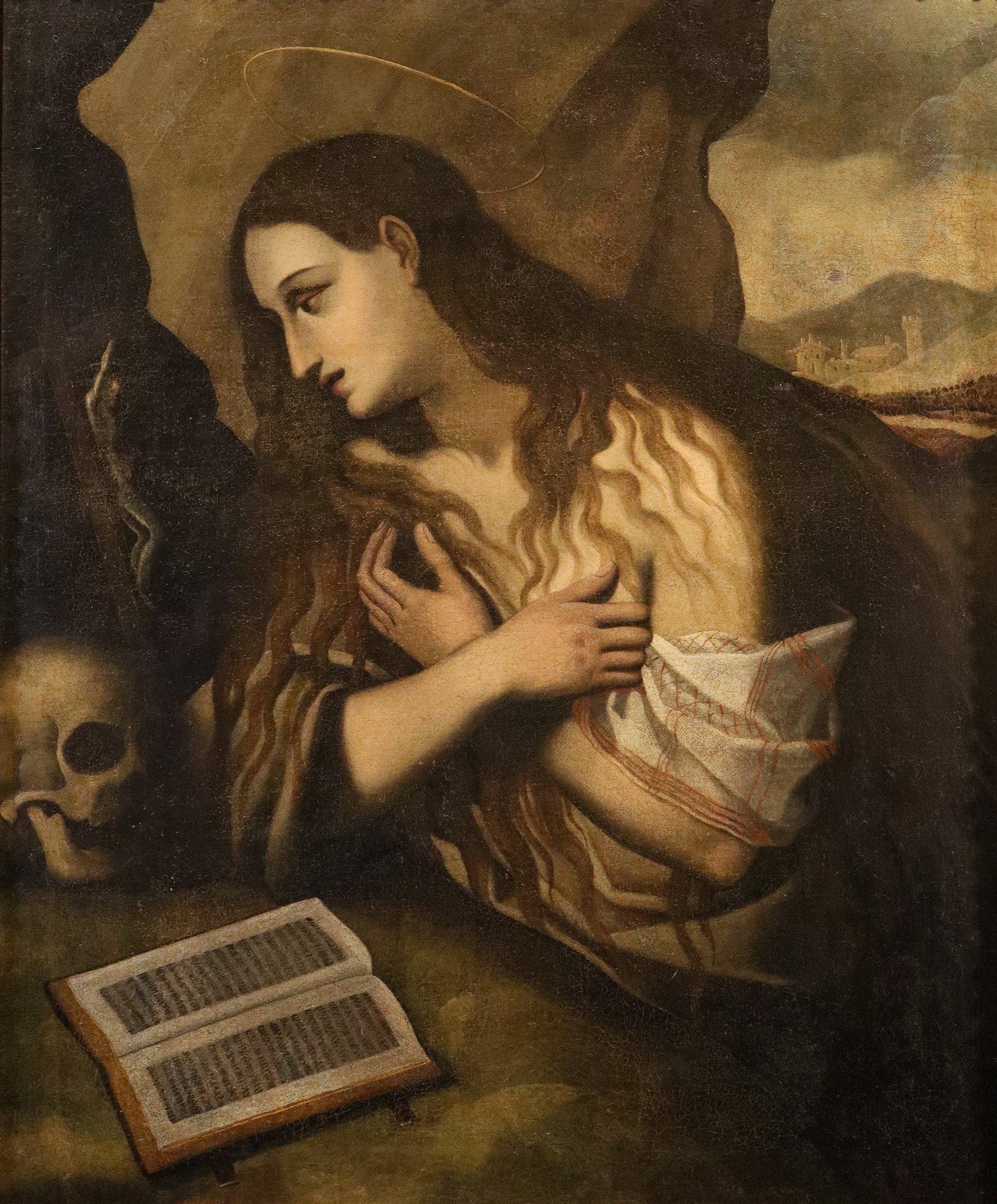 Penitent Magdalene Cambiaso Paint 17th Century Oil on canvas Old master Italy