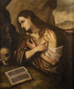 Penitent Magdalene Cambiaso Paint 17th Century Oil on canvas Old master Italy